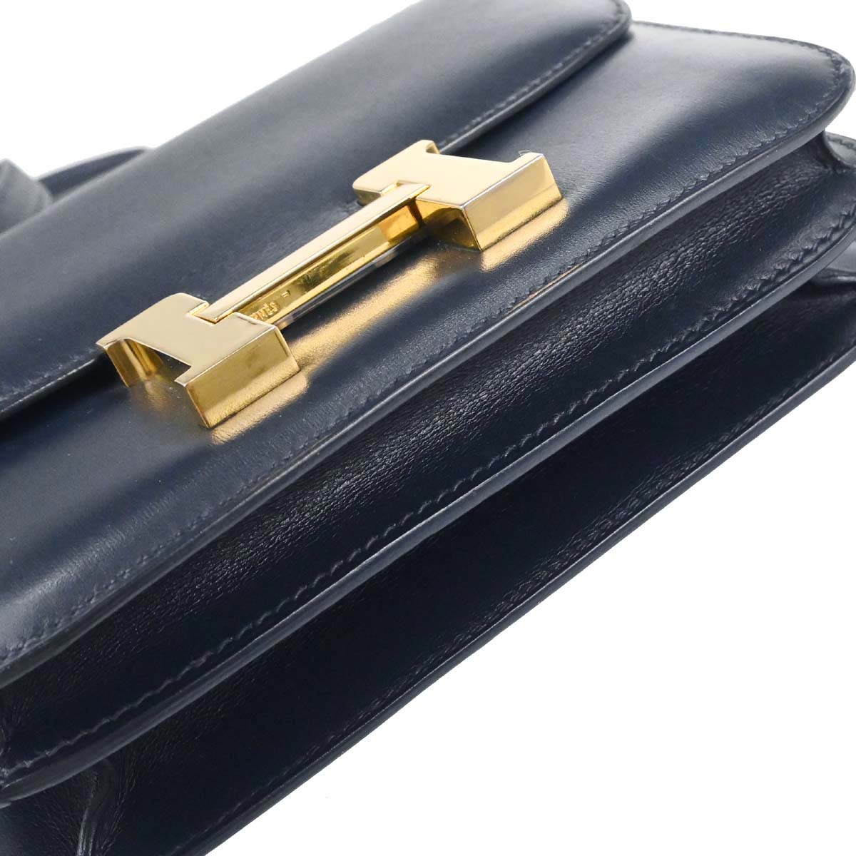 Hermes Navy Box Calf Constance 18 Shoulder Bag