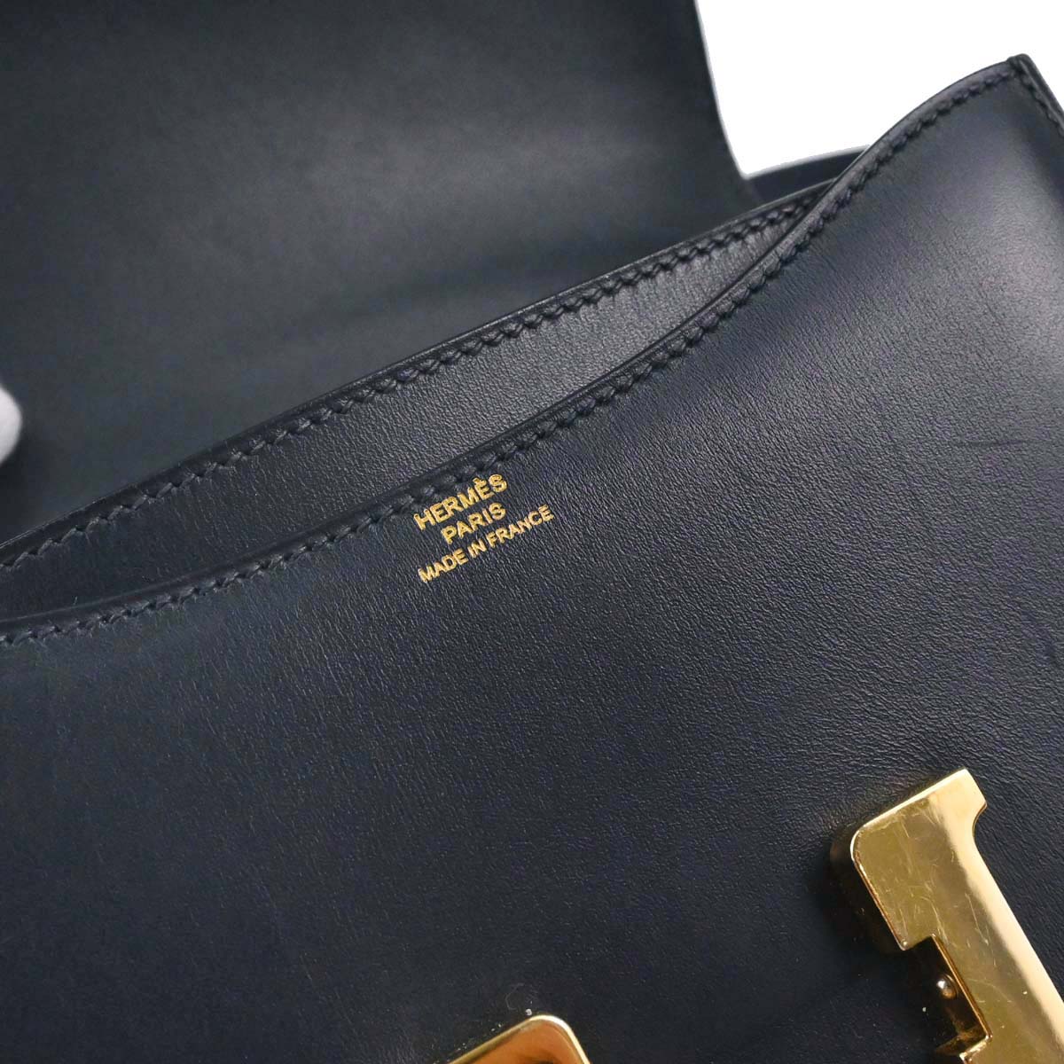Hermes Navy Box Calf Constance 18 Shoulder Bag
