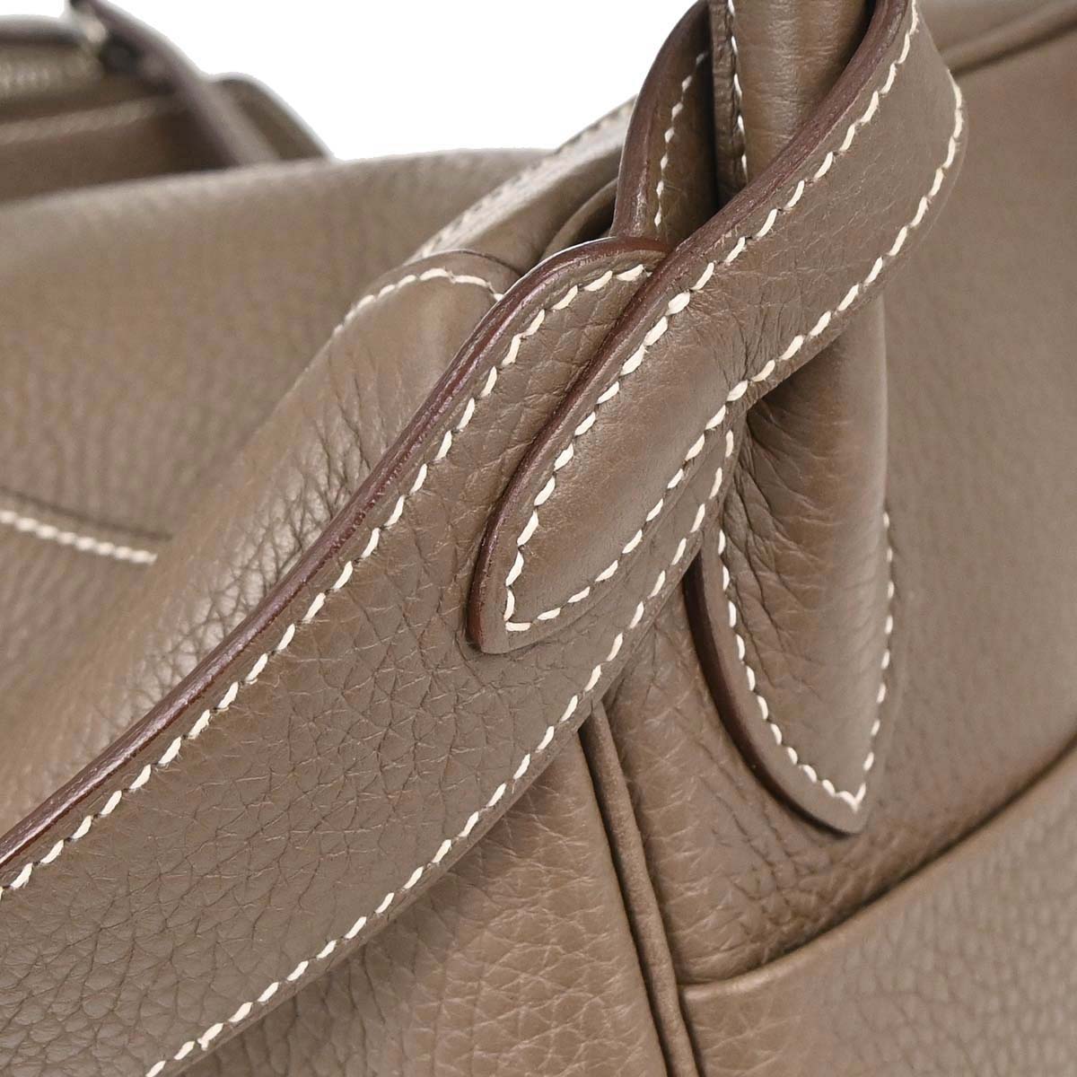 Hermes Etoupe Gray Taurillon Clemence Lindy 30 Shoulder Bag
