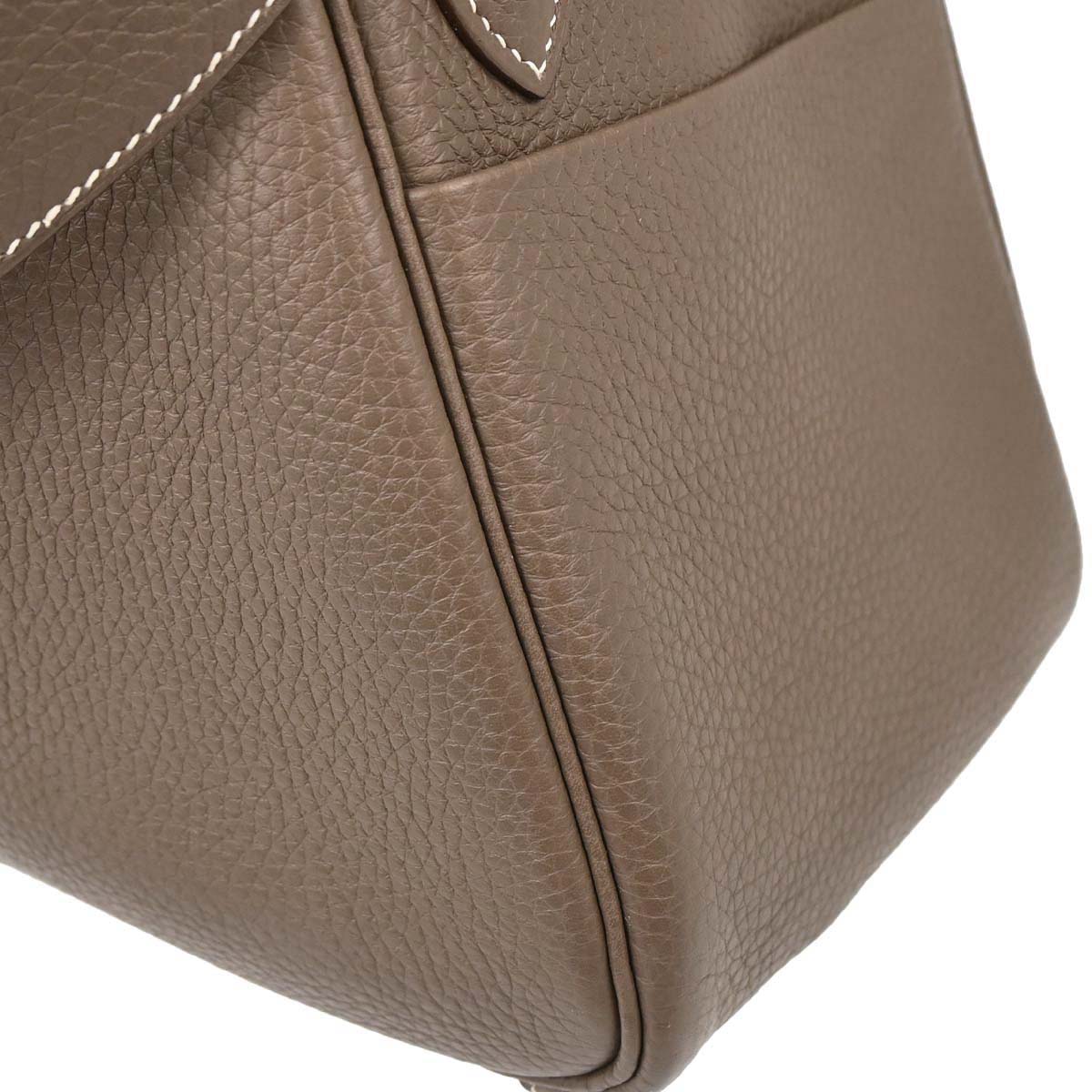 Hermes Etoupe Gray Taurillon Clemence Lindy 30 Shoulder Bag