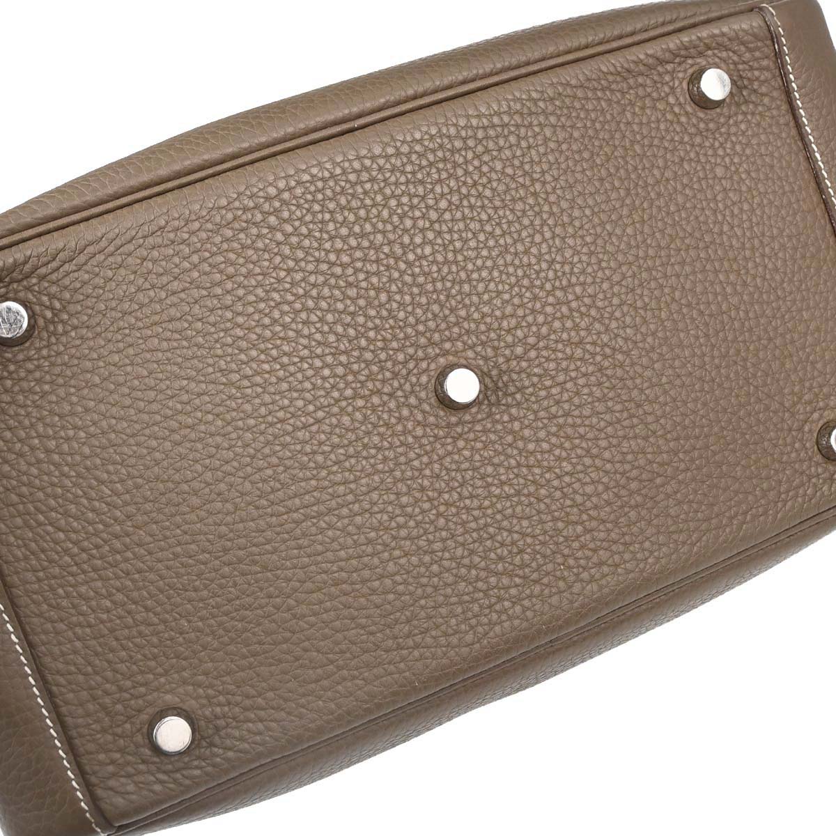 Hermes Etoupe Gray Taurillon Clemence Lindy 30 Shoulder Bag