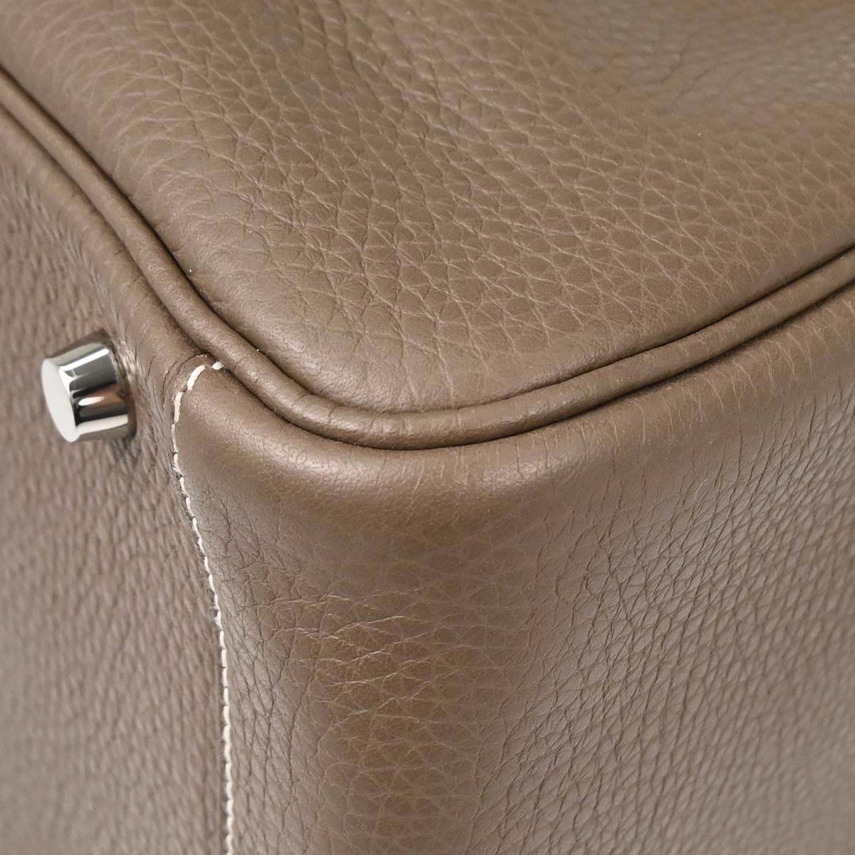 Hermes Etoupe Gray Taurillon Clemence Lindy 30 Shoulder Bag