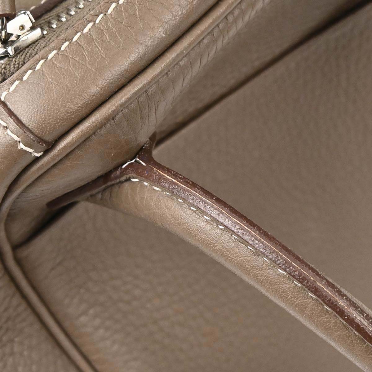 Hermes Etoupe Gray Taurillon Clemence Lindy 30 Shoulder Bag