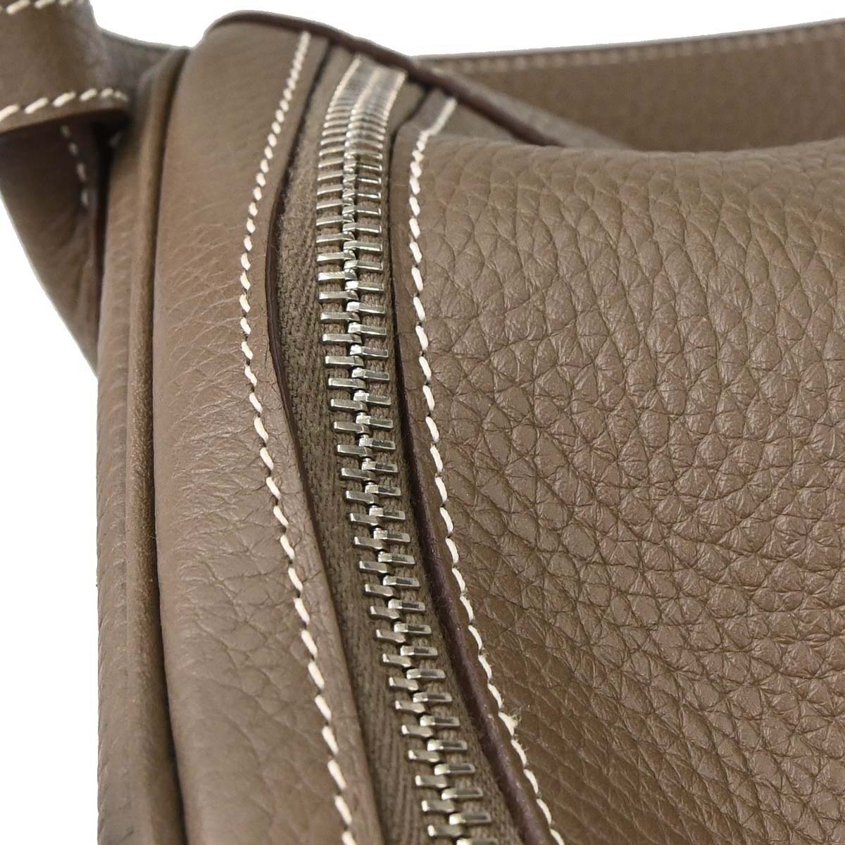 Hermes Etoupe Gray Taurillon Clemence Lindy 30 Shoulder Bag
