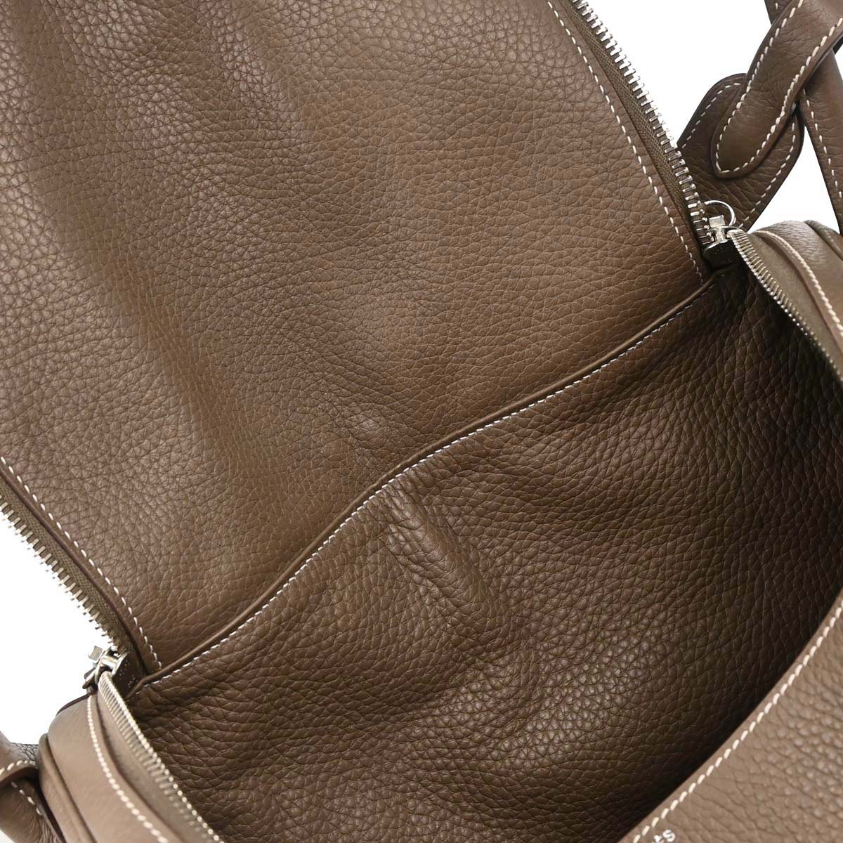 Hermes Etoupe Gray Taurillon Clemence Lindy 30 Shoulder Bag