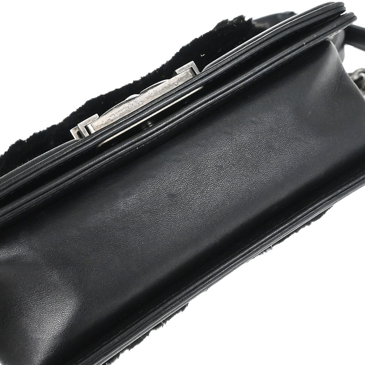 Boy Chanel 2017 Black Lambskin Lapin Fur Small Chain Shoulder Bag