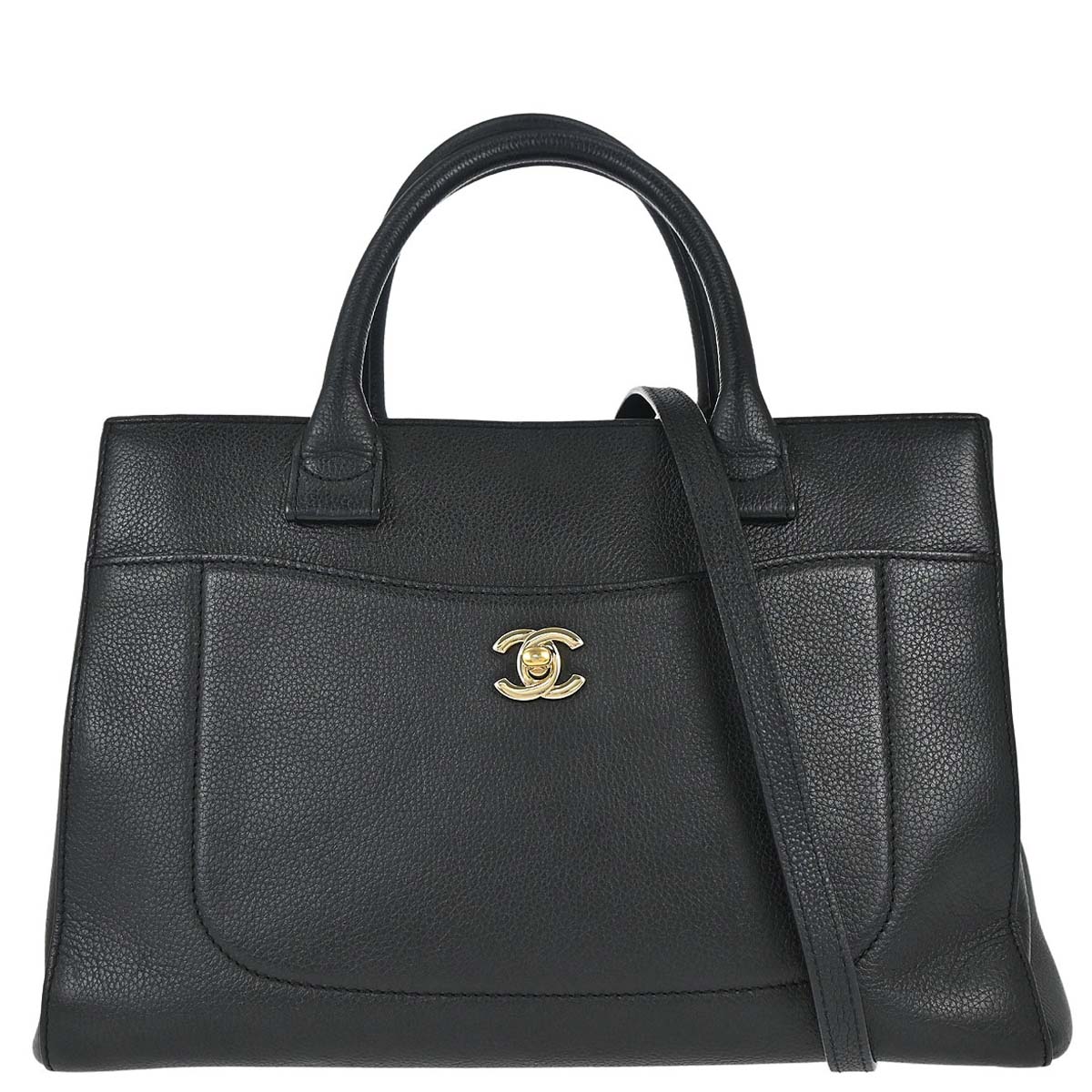 Chanel 2017-2018 Black Calfskin Neo Executive Cerf 2way Shoulder Tote Bag