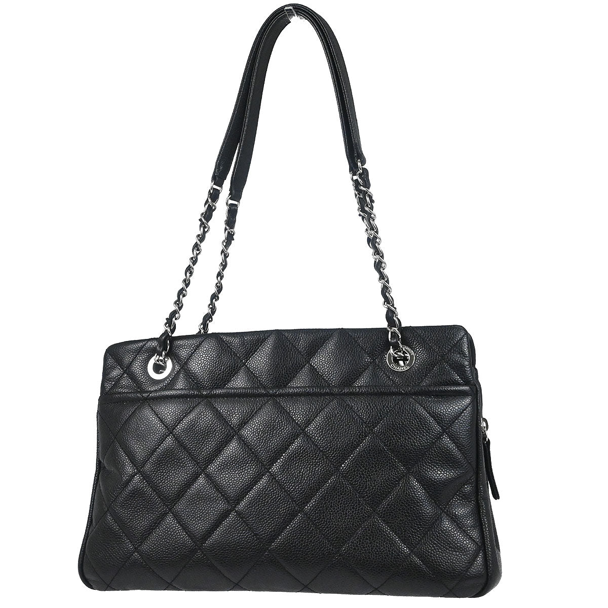 Chanel 2013-2014 Black Caviar Skin Timeless CC Chain Tote Bag