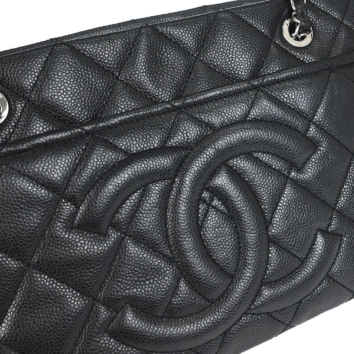 Chanel 2013-2014 Black Caviar Skin Timeless CC Chain Tote Bag