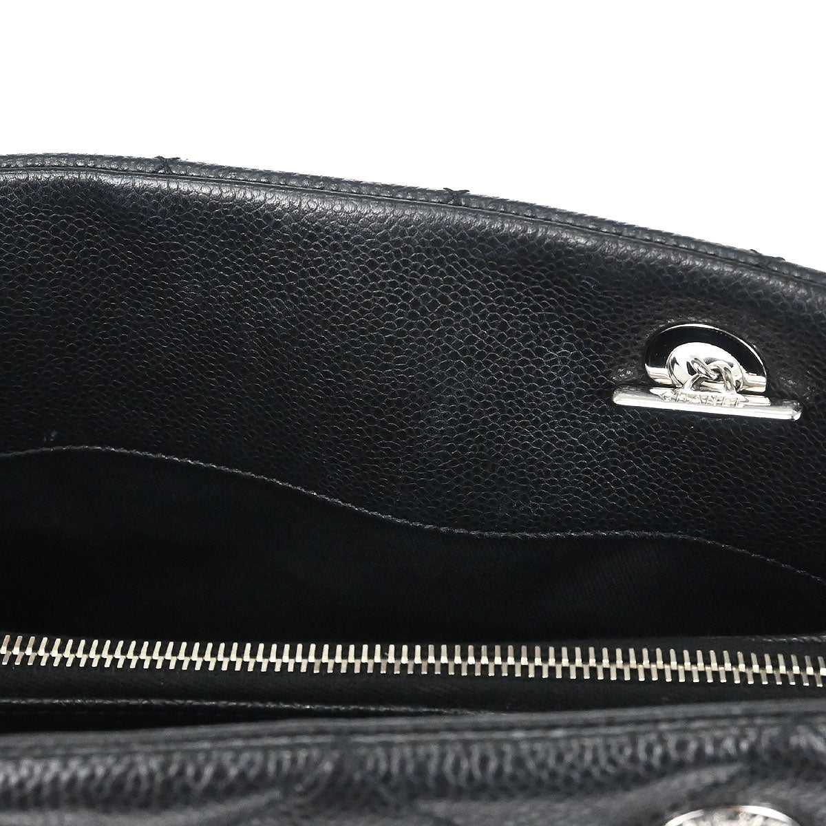Chanel 2013-2014 Black Caviar Skin Timeless CC Chain Tote Bag