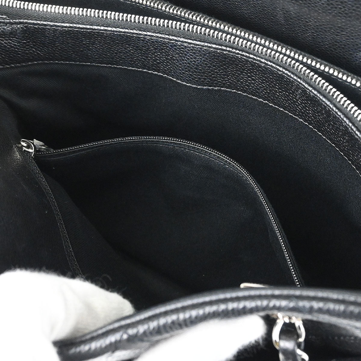 Chanel 2013-2014 Black Caviar Skin Timeless CC Chain Tote Bag