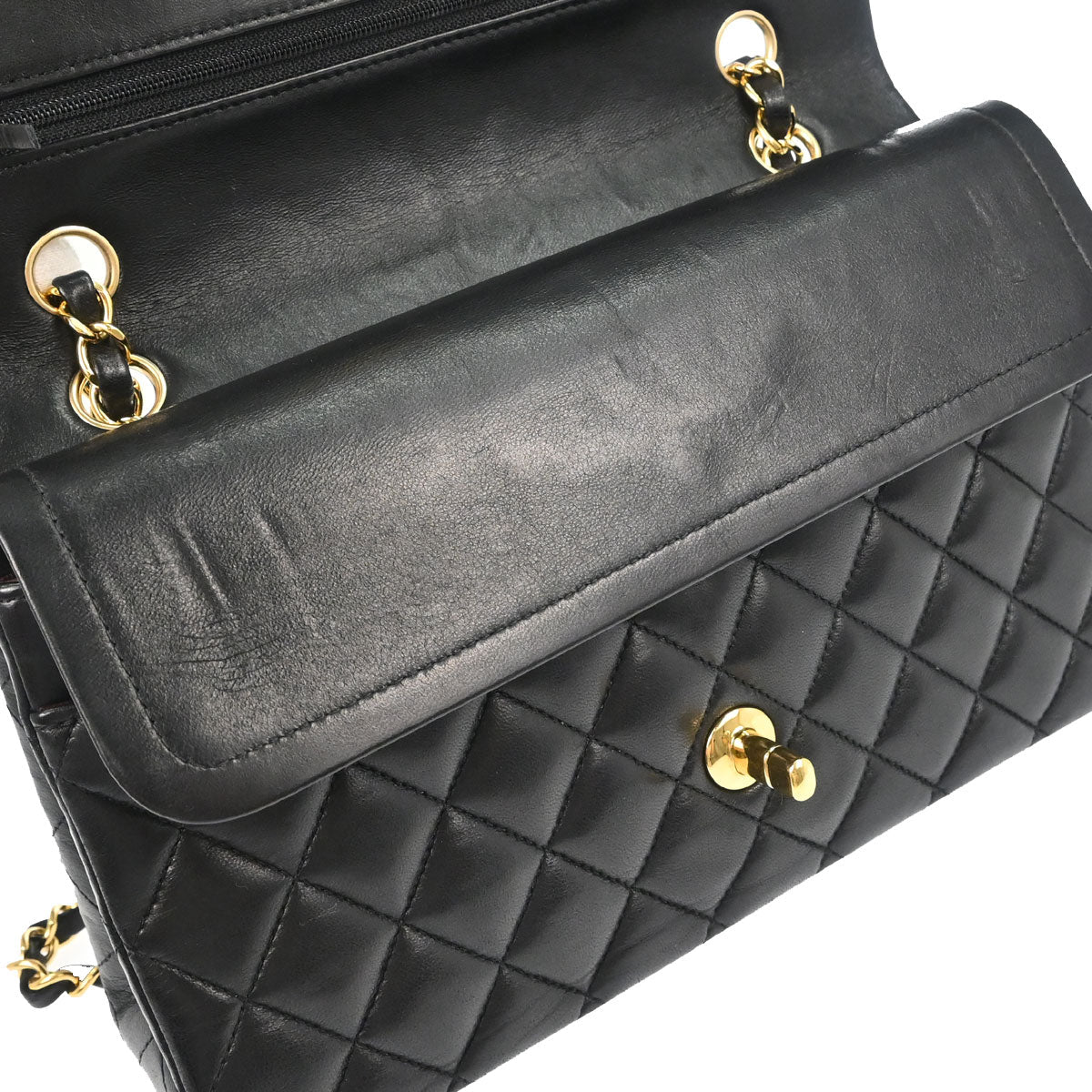 Chanel 2014 Black Lambskin Medium Classic Double Flap Shoulder Bag