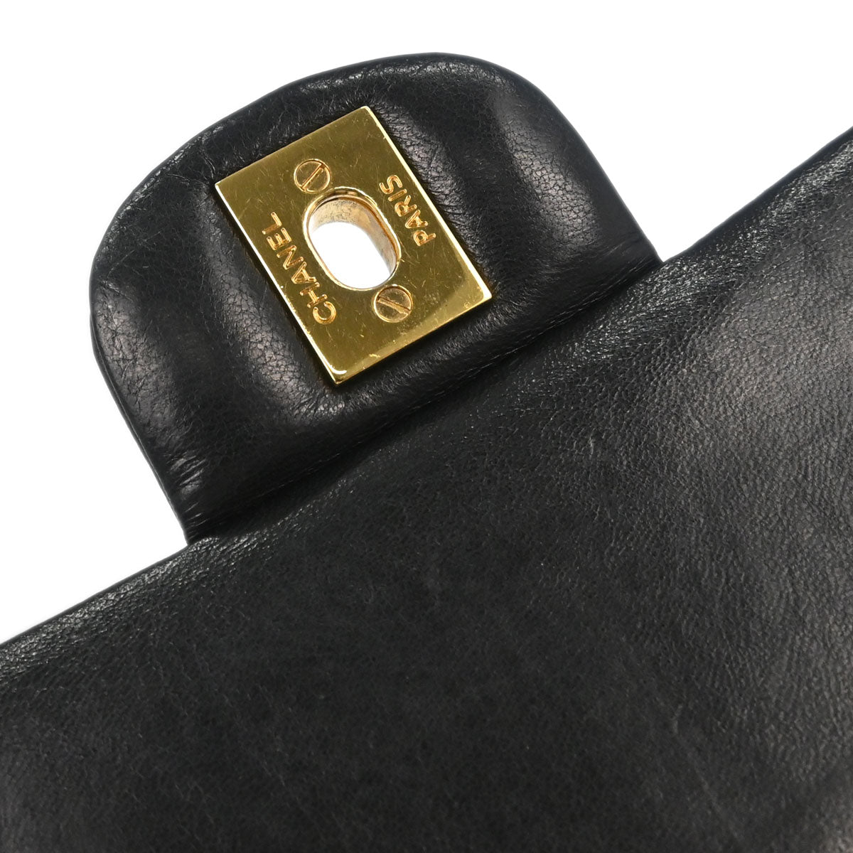 Chanel 2014 Black Lambskin Medium Classic Double Flap Shoulder Bag