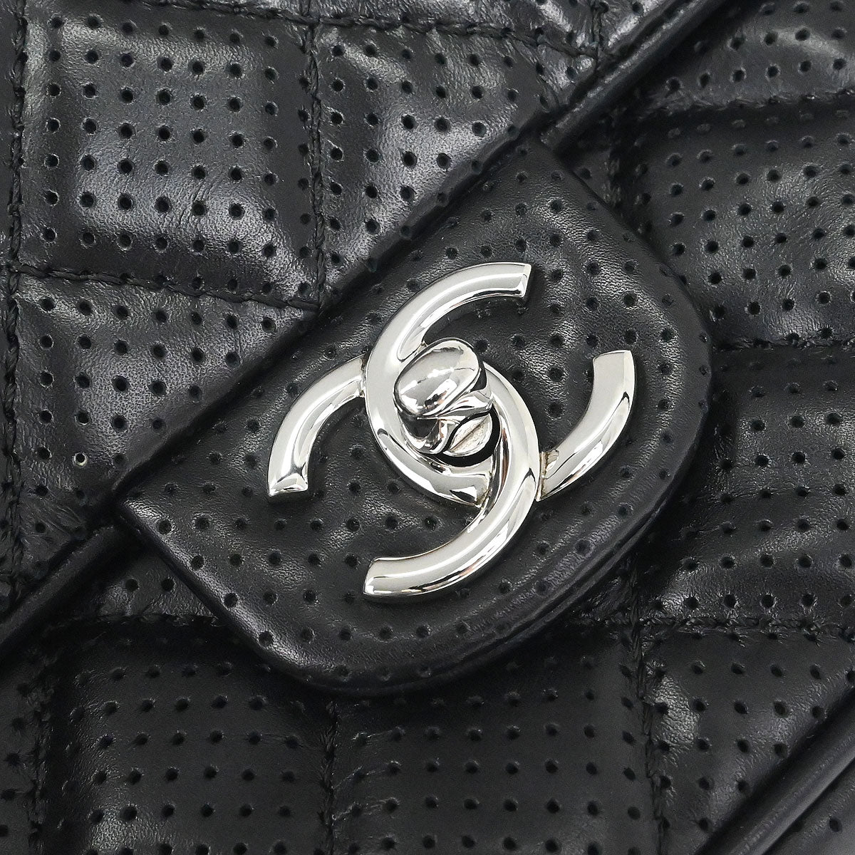 Chanel 2014 Black Perforated Lambskin Handbag