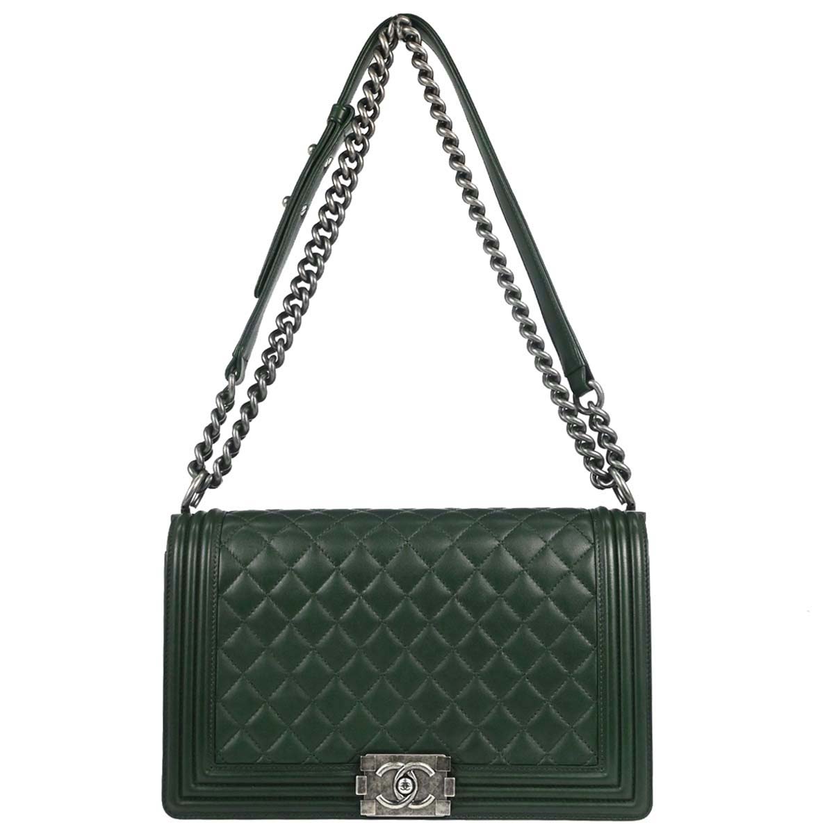 Boy Chanel 2014-2015 Green Lambskin Medium Shoulder Bag