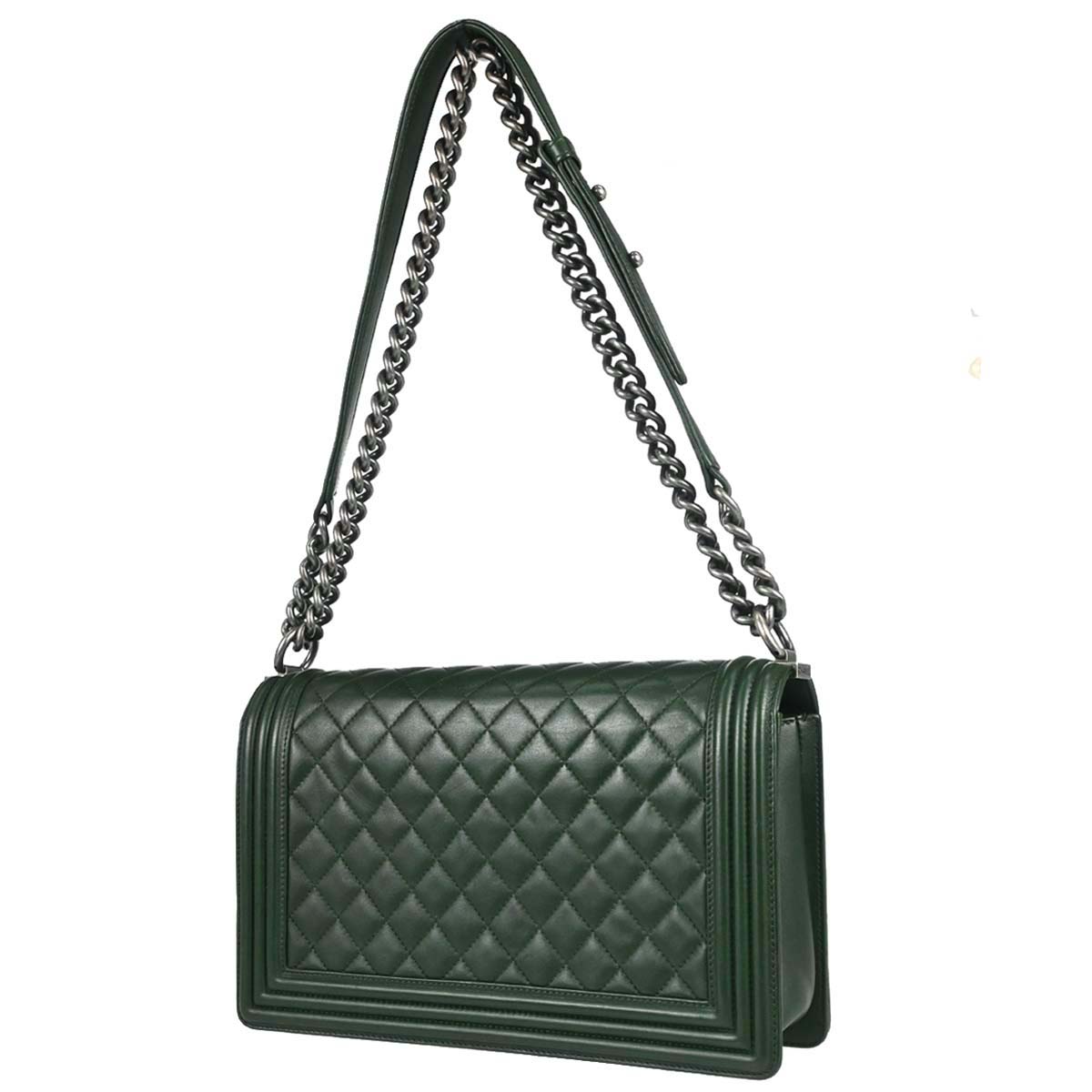 Boy Chanel 2014-2015 Green Lambskin Medium Shoulder Bag