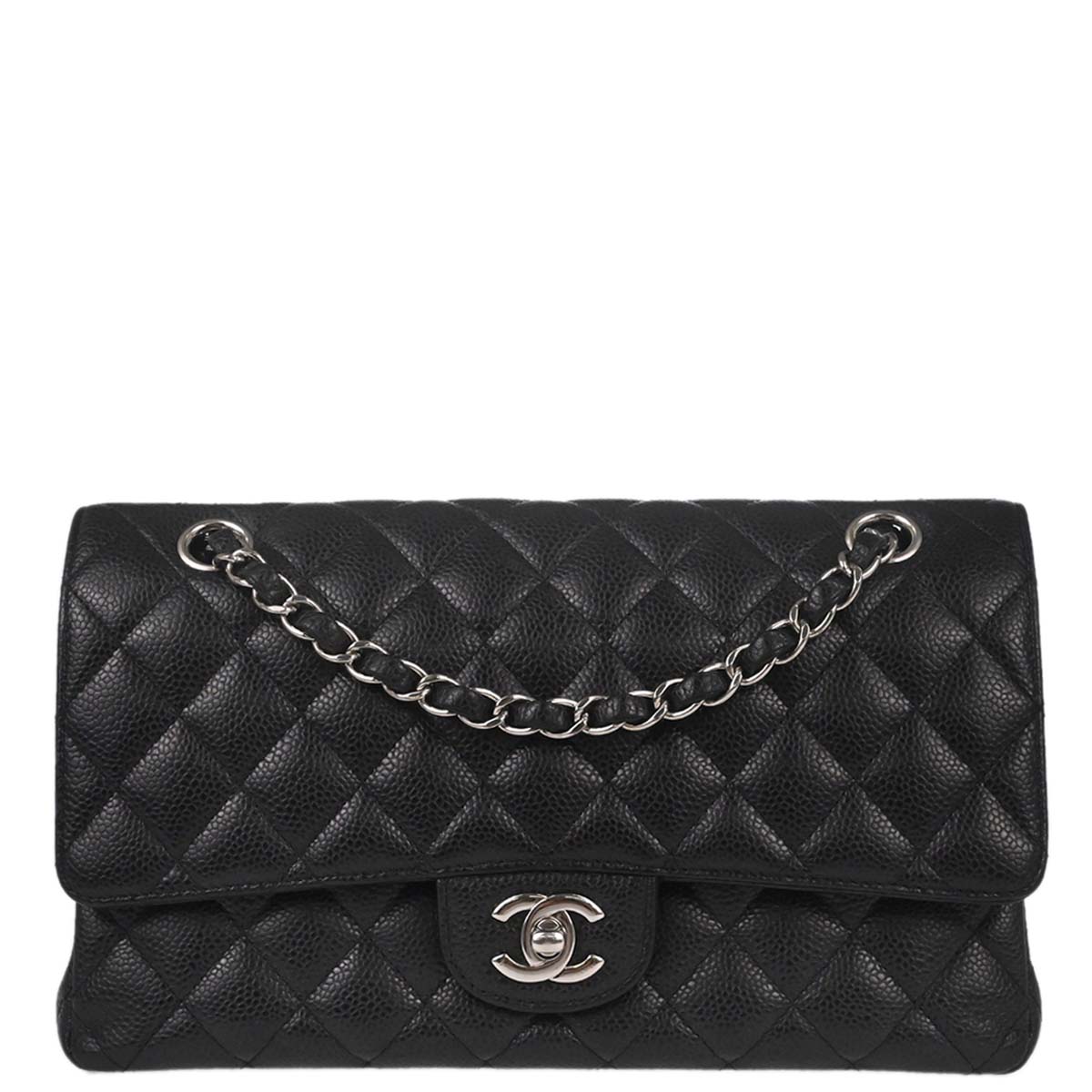 Chanel Black Caviar Skin Medium Classic Double Flap Shoulder Bag