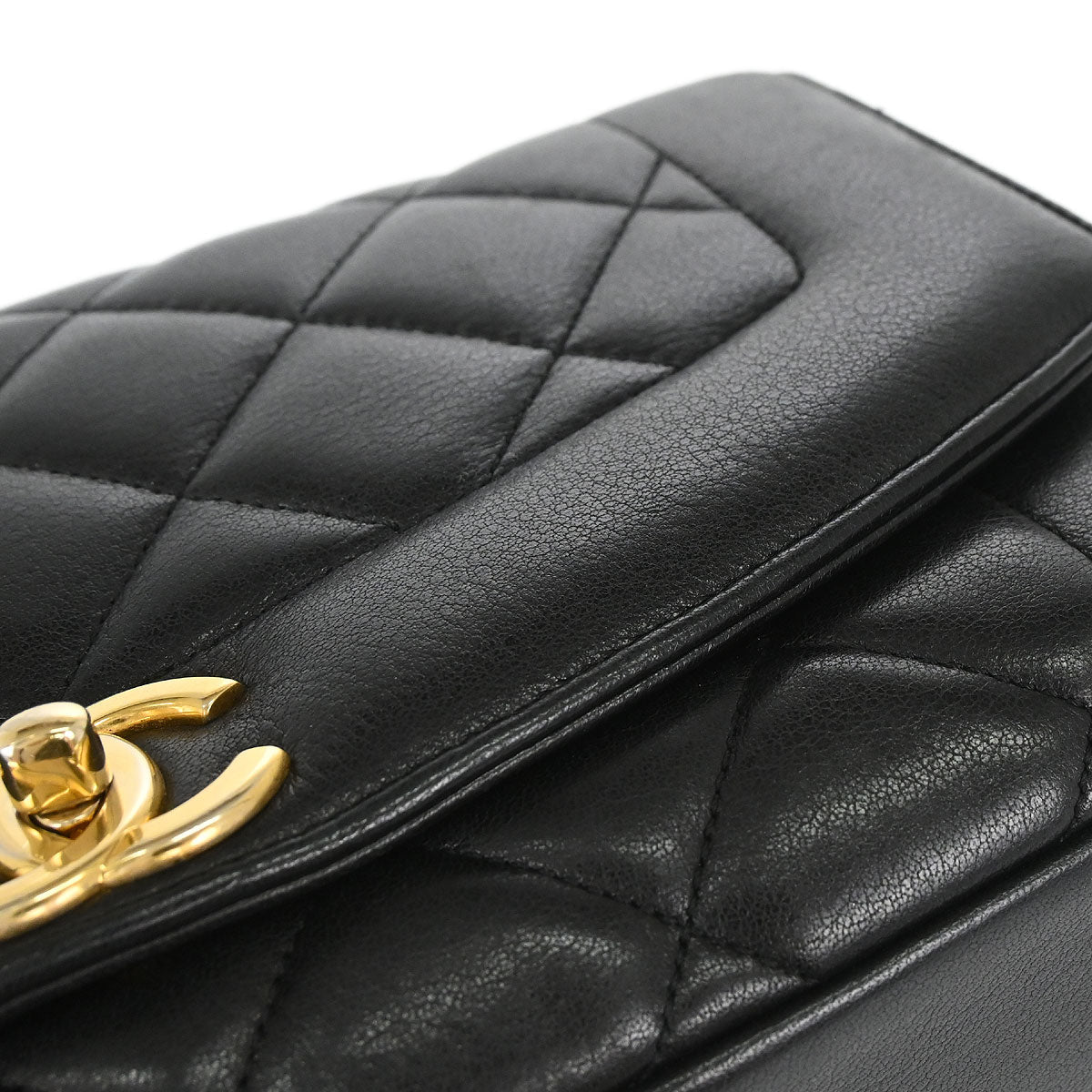 Chanel 2014-2015 Black Lambskin Diana Flap Shoulder Bag