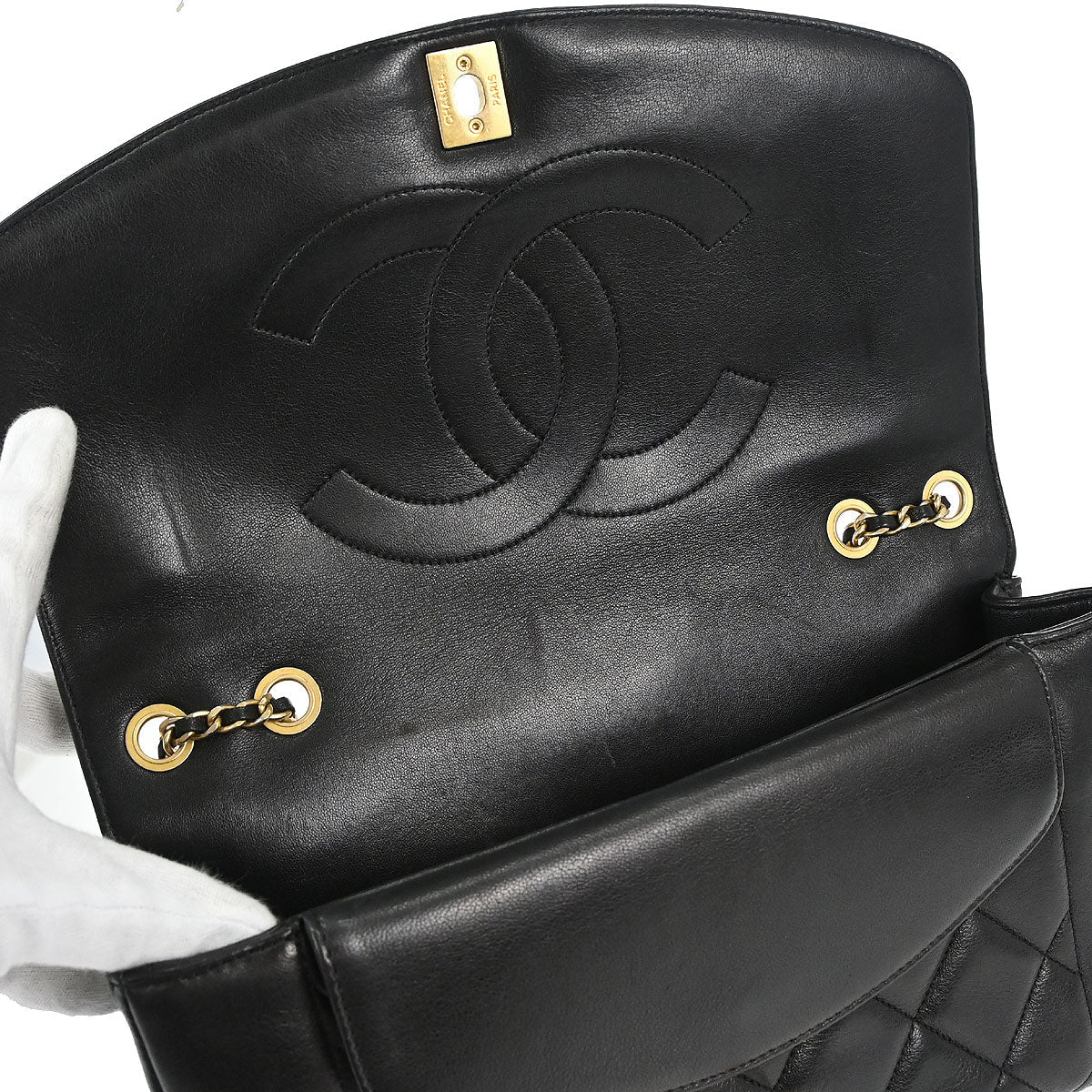 Chanel 2014-2015 Black Lambskin Diana Flap Shoulder Bag