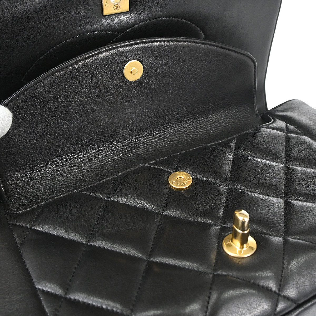 Chanel 2014-2015 Black Lambskin Diana Flap Shoulder Bag