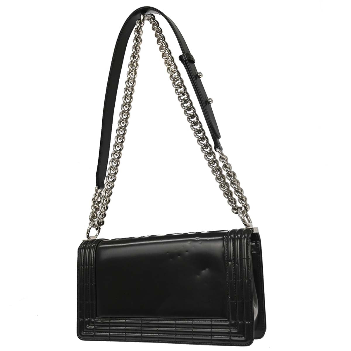 Boy Chanel 2012 Black Glazed Calfskin Medium Chain Shoulder Bag