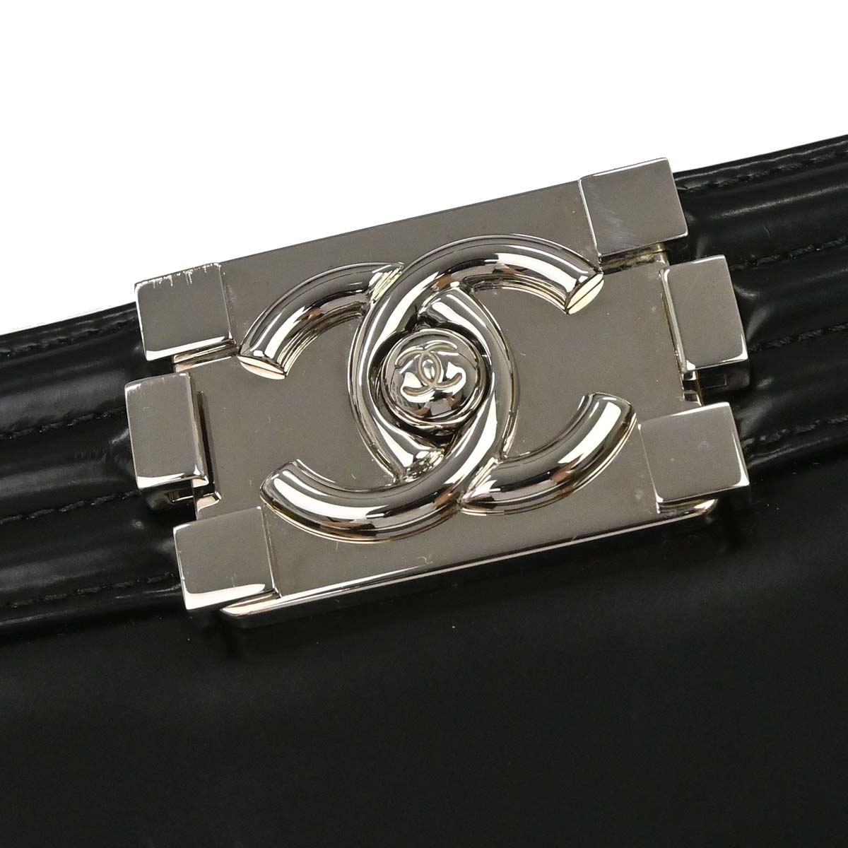 Boy Chanel 2012 Black Glazed Calfskin Medium Chain Shoulder Bag