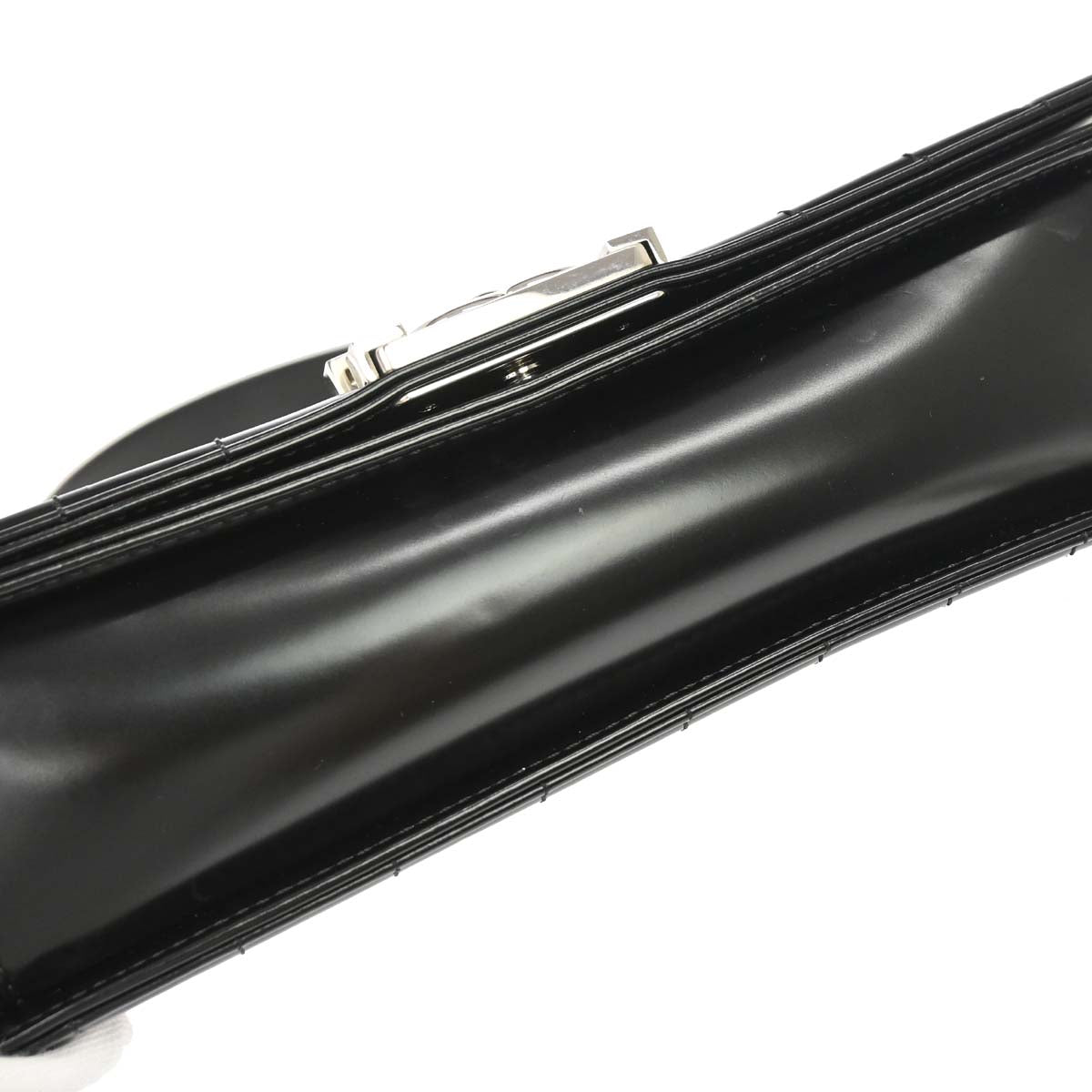 Boy Chanel 2012 Black Glazed Calfskin Medium Chain Shoulder Bag