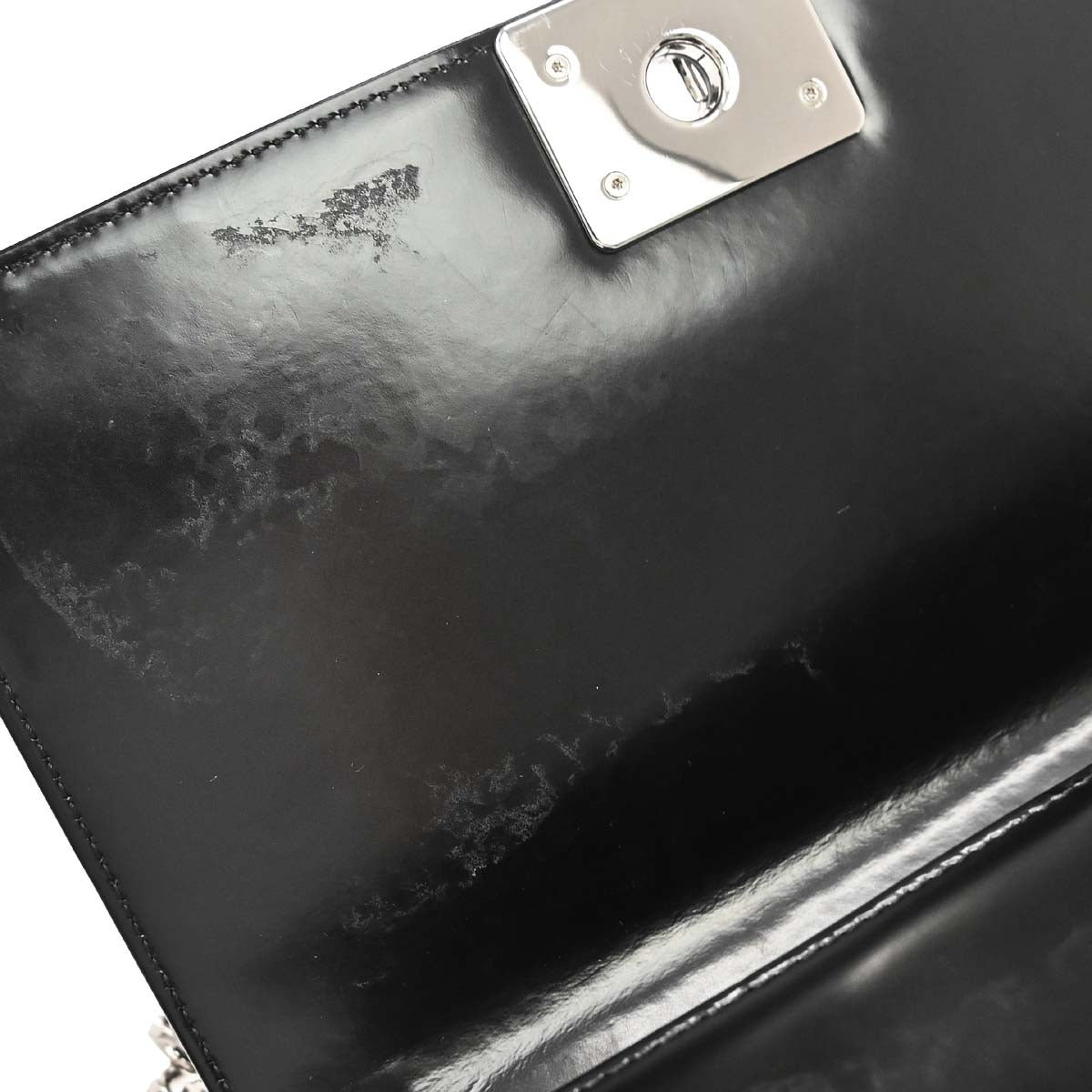 Boy Chanel 2012 Black Glazed Calfskin Medium Chain Shoulder Bag