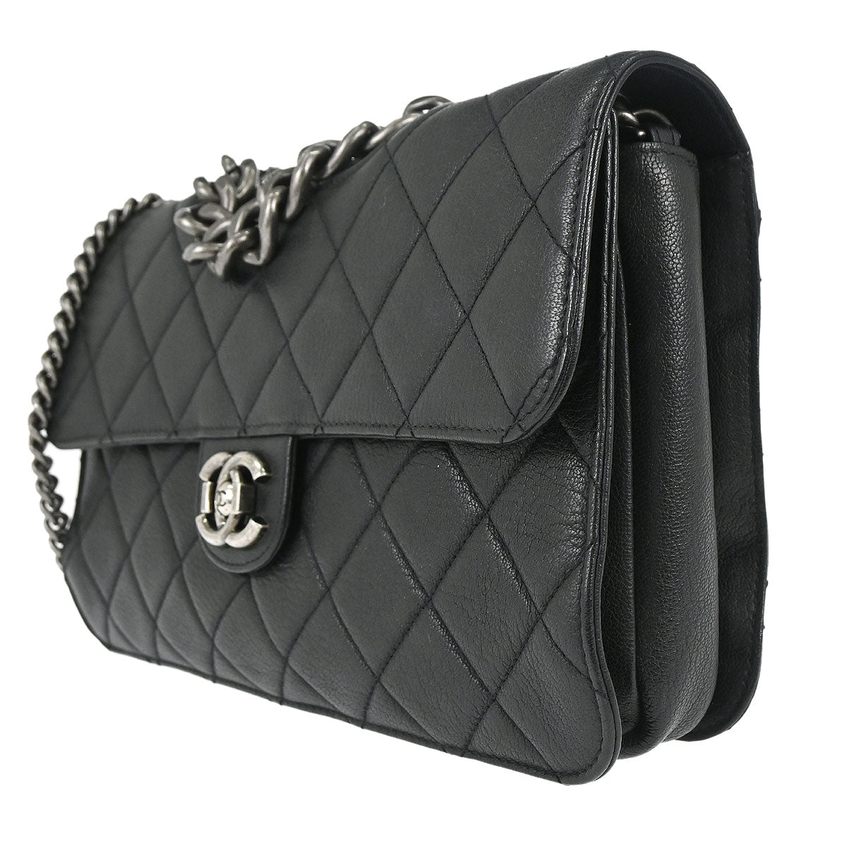 Chanel Black Calfskin Perfect Edge Flap Bag 2way Shoulder Handbag