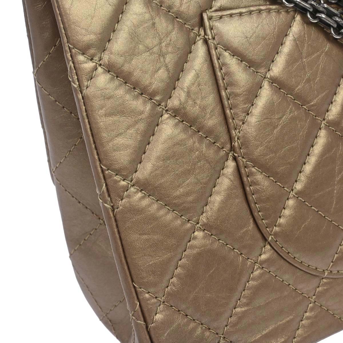 Chanel 2012-2013 Gold Calfskin 2.55 Jumbo Classic Double Flap Shoulder Bag