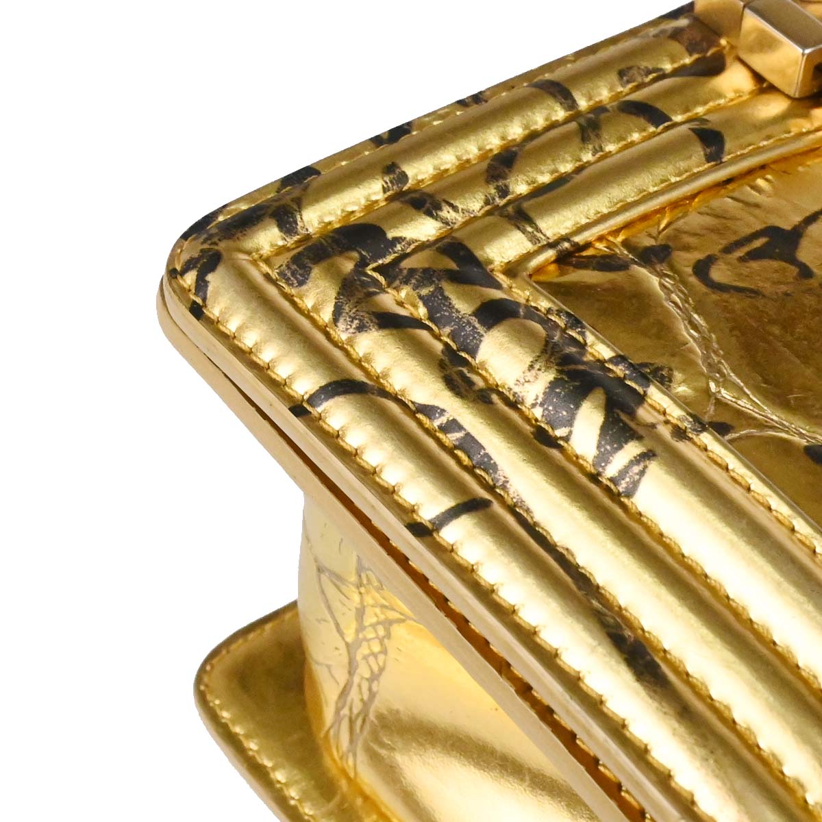 Boy Chanel 2019 Gold Embossed Calfskin Graffiti Small Chain Shoulder Bag