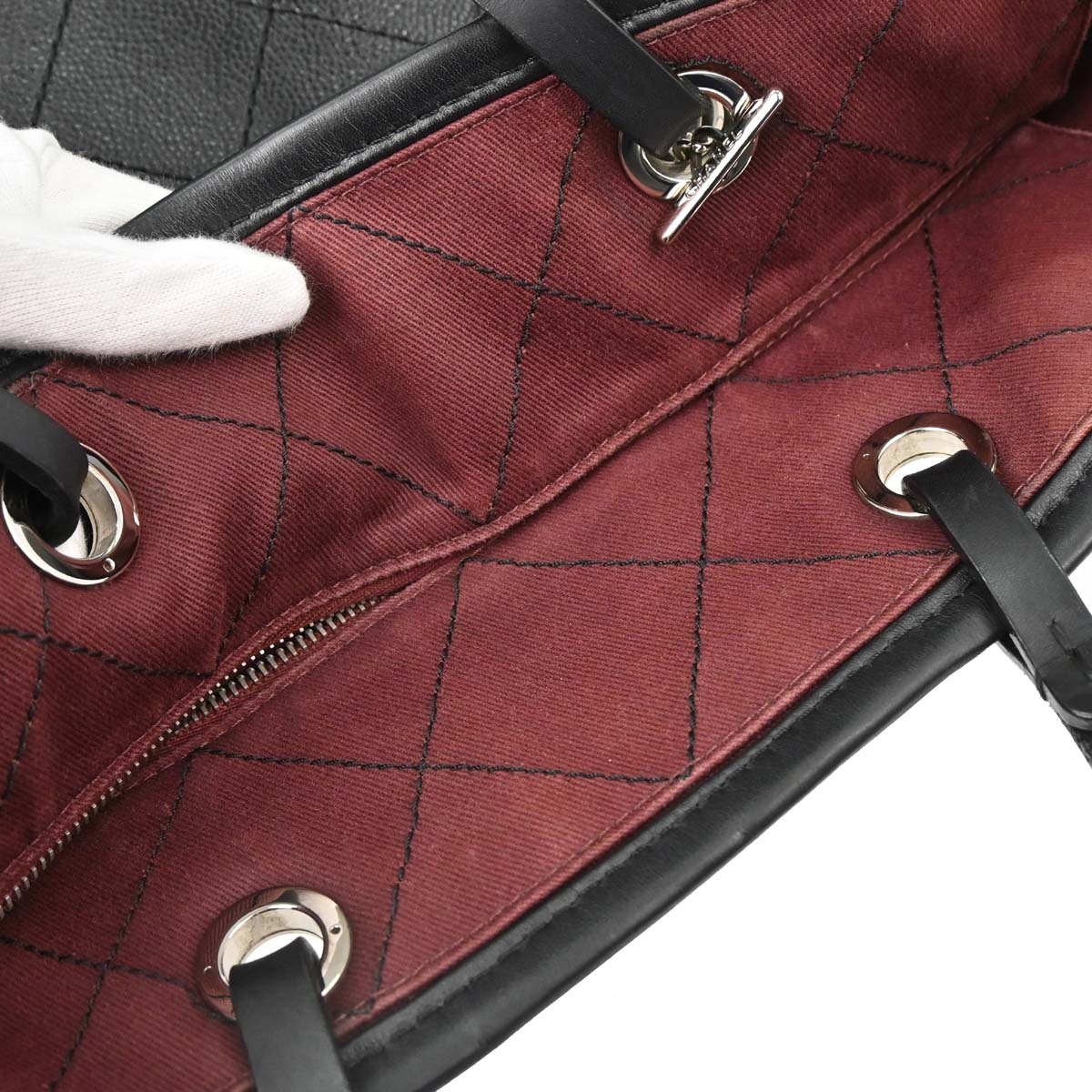 Chanel Black Caviar Skin On The Road Shopping Fever Tote Bag