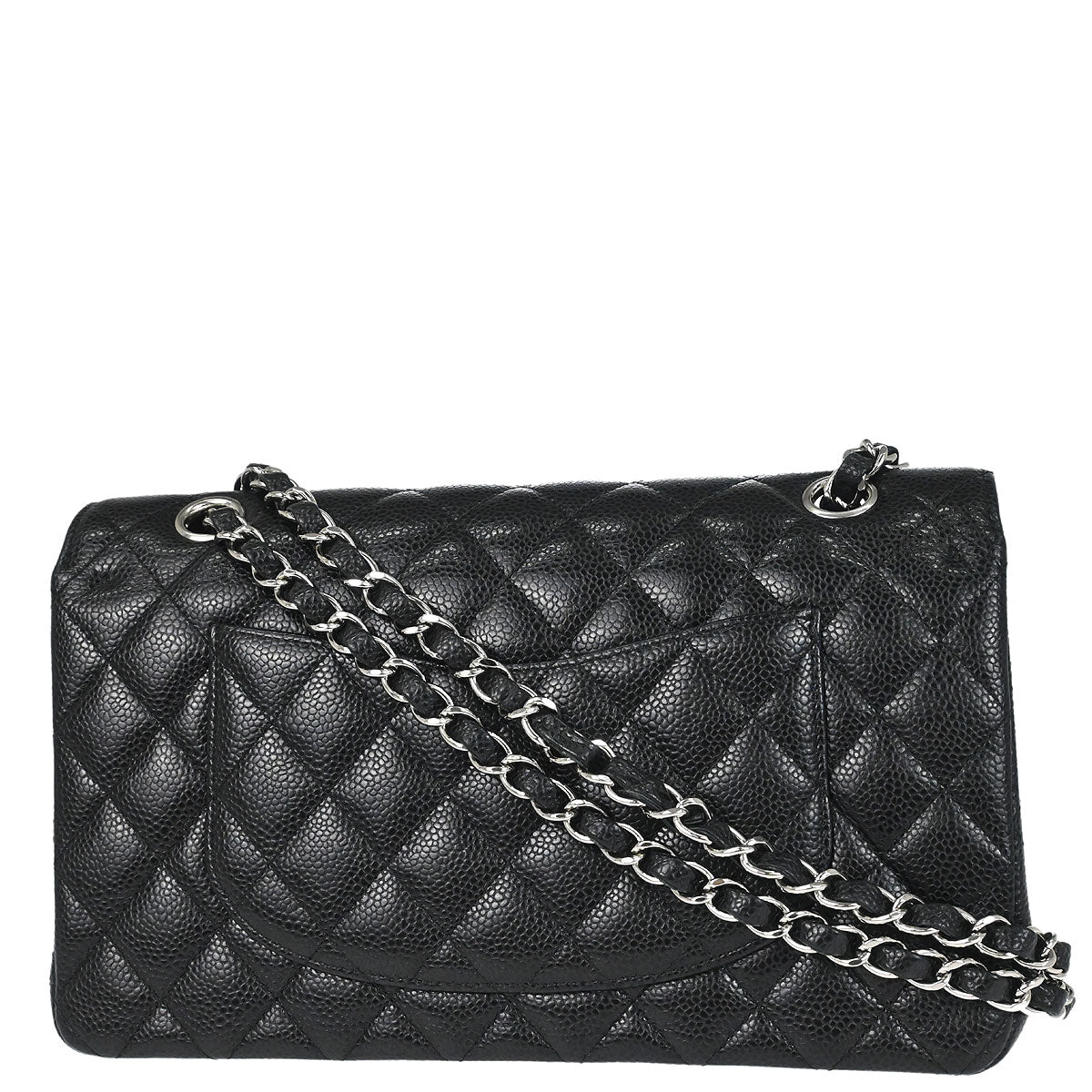 Chanel 2017-2018 Black Caviar Skin Medium Classic Double Flap Shoulder Bag
