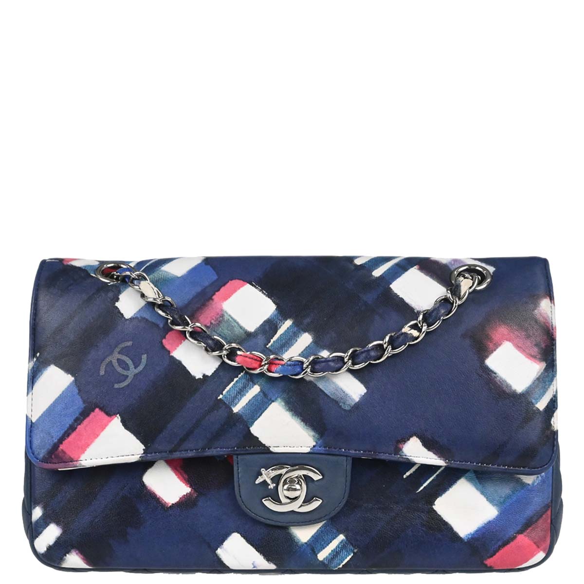 Chanel 2016-2017 Navy Lambskin Airline Medium Classic Double Flap Shoulder Bag