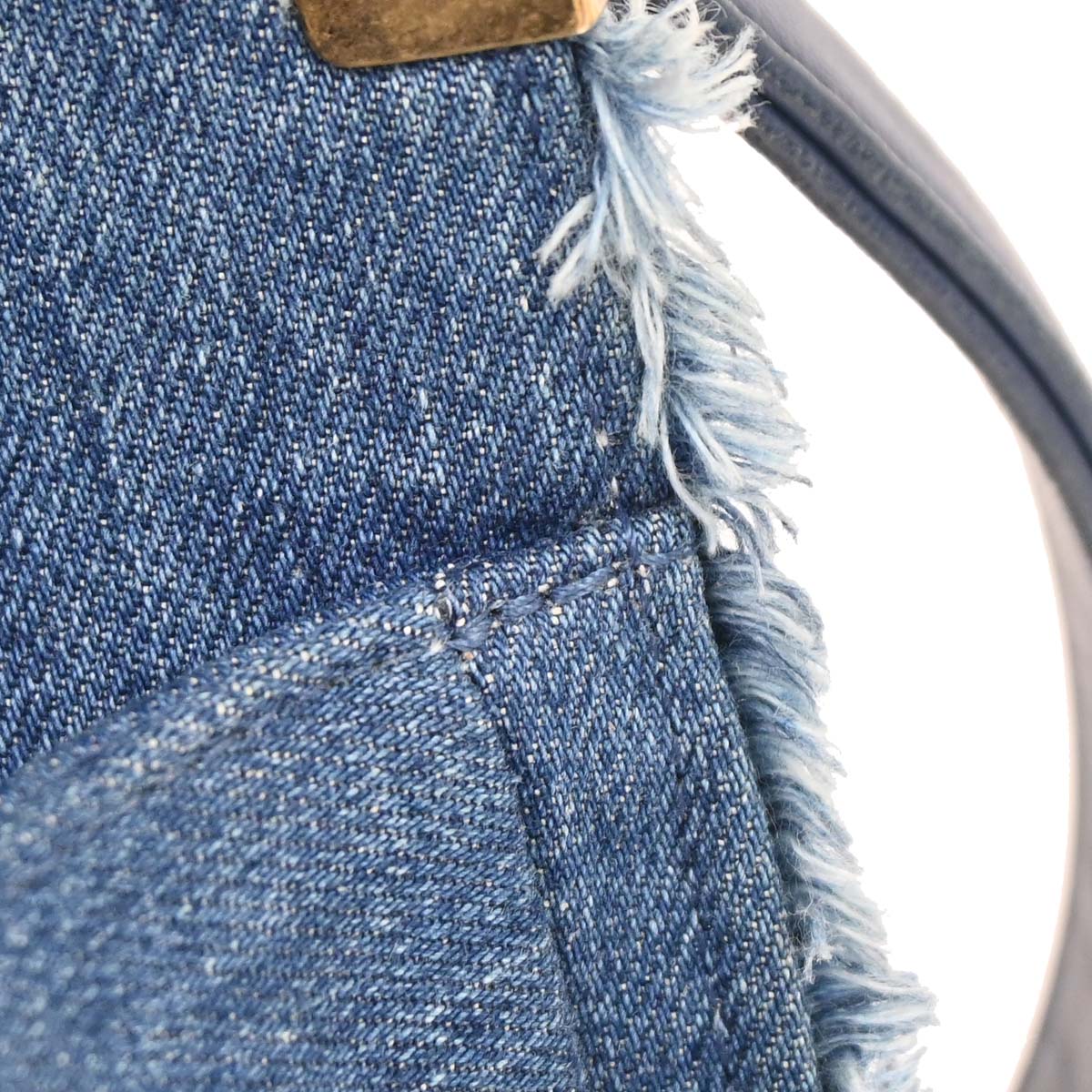 Boy Chanel 2014-2015 Blue Denim Patchwork Medium Chain Shoulder Bag