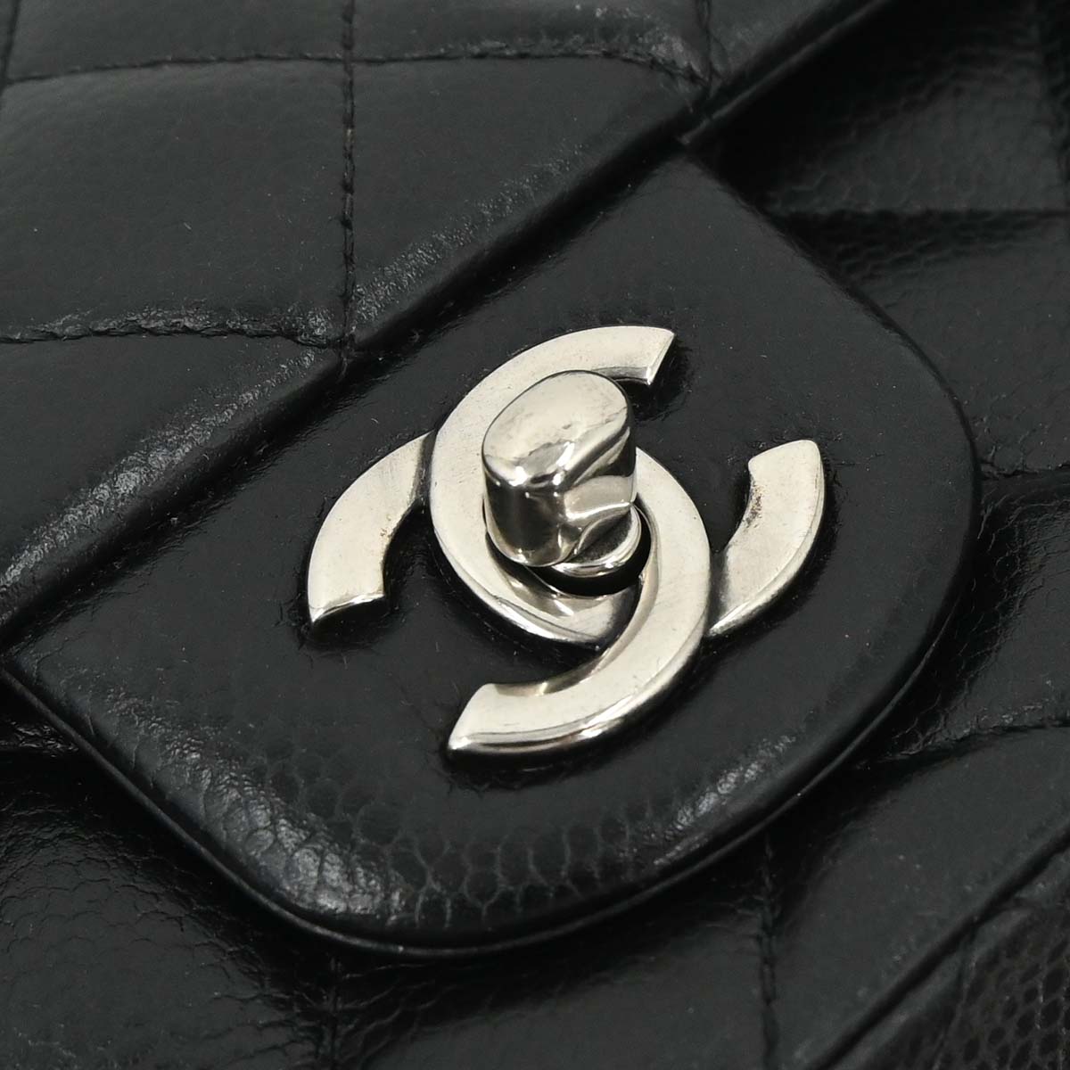 Chanel Black Caviar Skin Classic Single Flap Shoulder Bag
