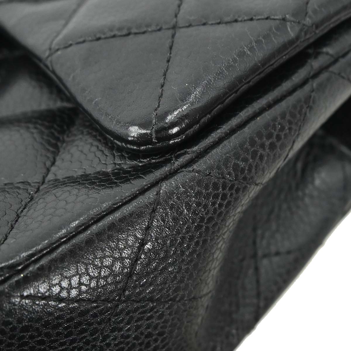 Chanel Black Caviar Skin Classic Single Flap Shoulder Bag