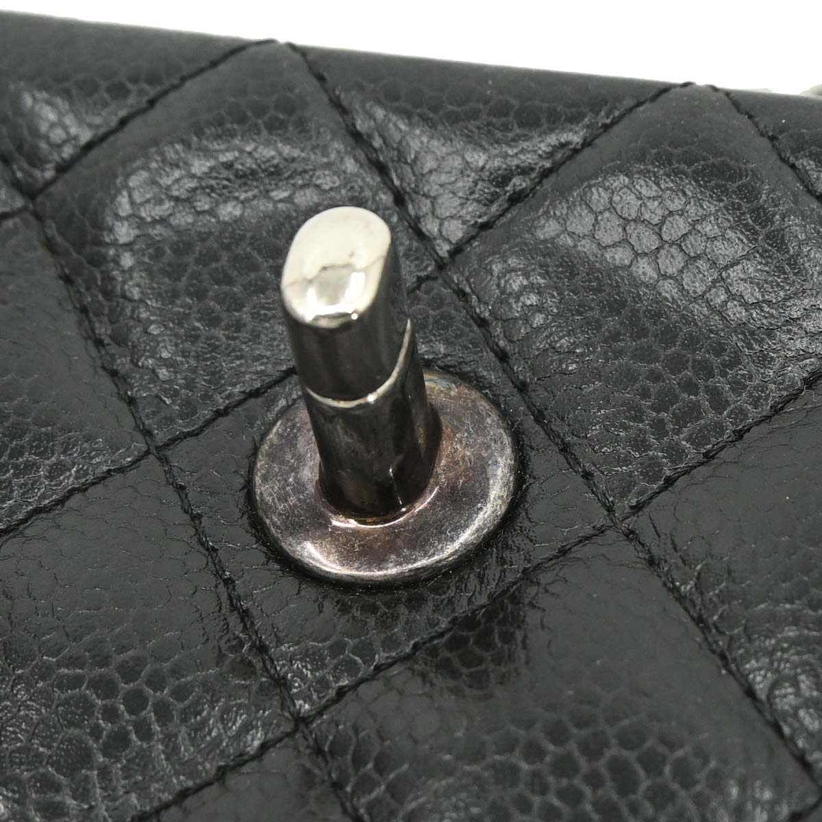 Chanel Black Caviar Skin Classic Single Flap Shoulder Bag