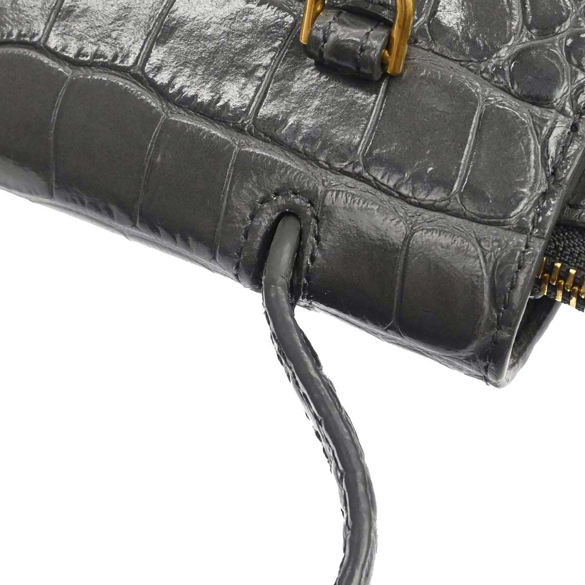 Celine Gray Embossed Leather Nano Belt Bag 2way Shoulder Handbag