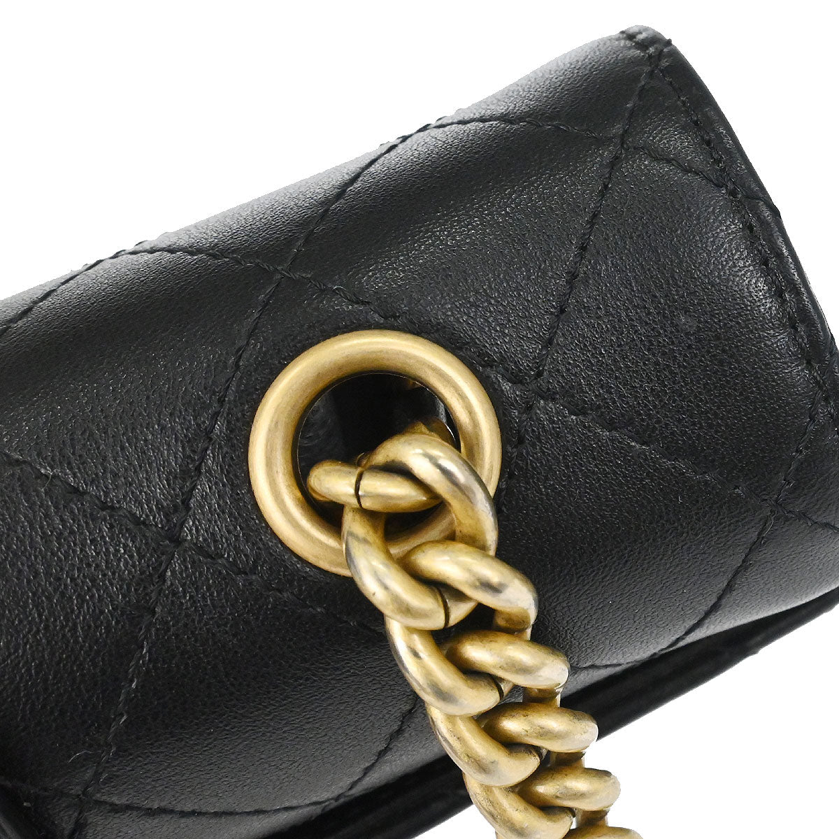Chanel * 2018 Black Calfskin Python Front Chain Flap Bag Shoulder Bag