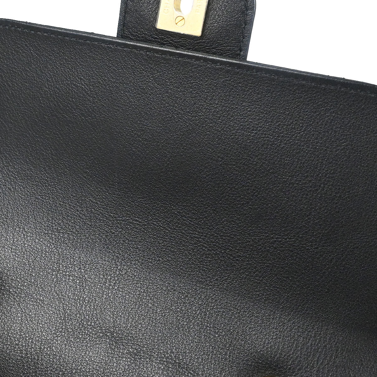 Chanel * 2018 Black Calfskin Python Front Chain Flap Bag Shoulder Bag