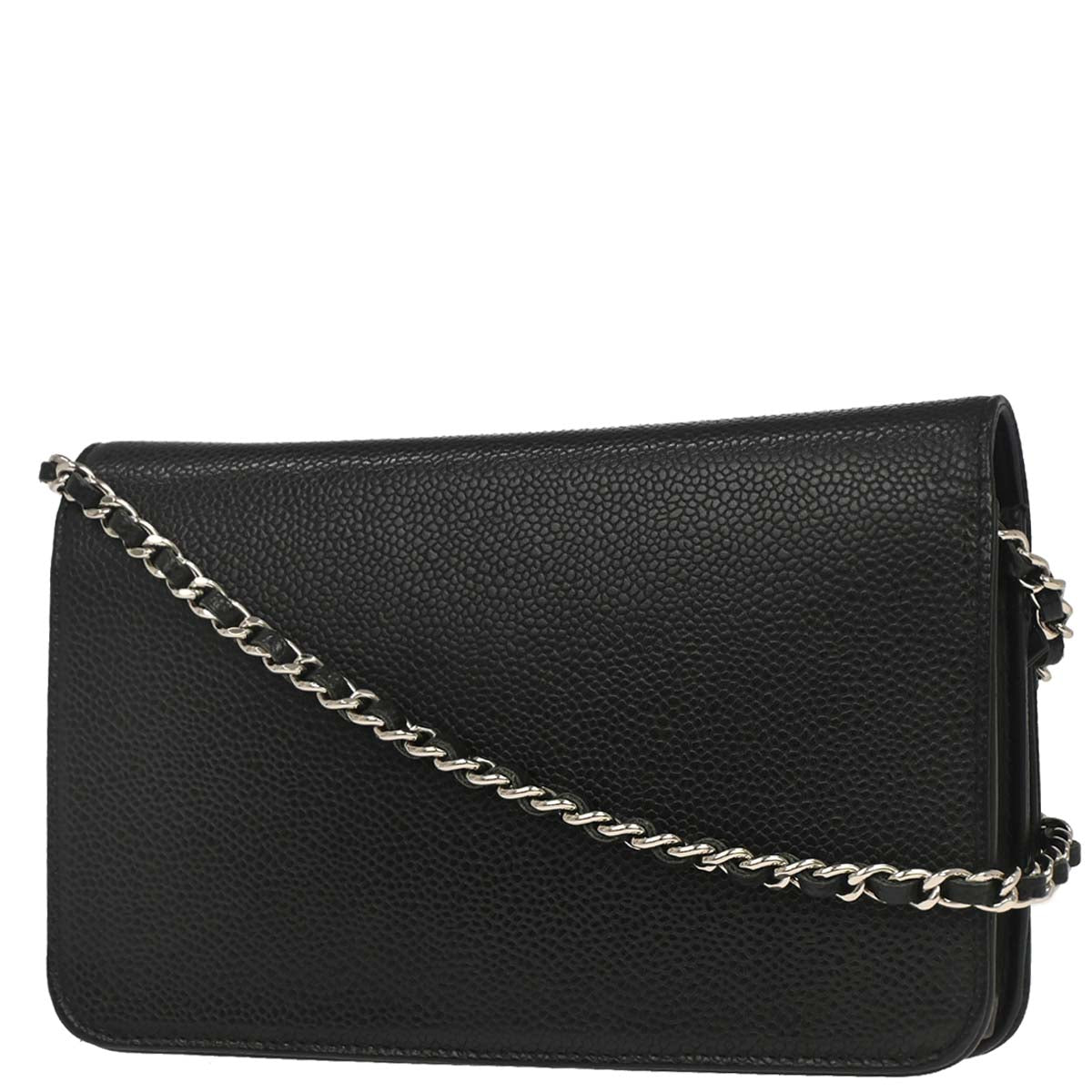 Chanel 2013-2014 Black Caviar Skin Timeless WOC Wallet on Chain Shoulder Bag