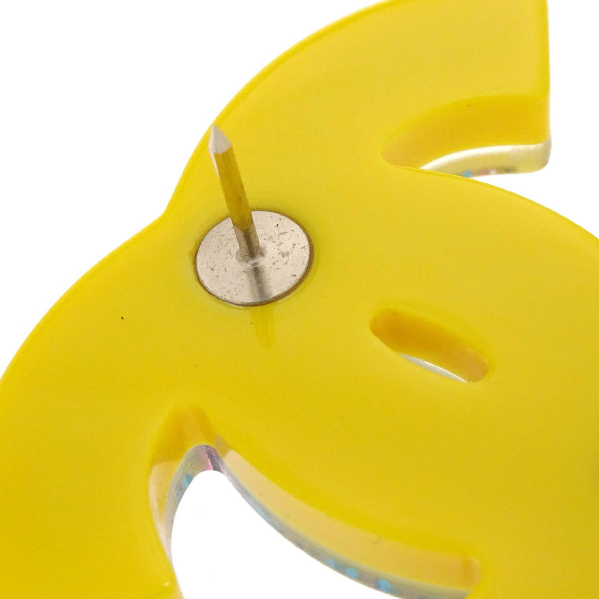 Chanel CC Brooch Pin Yellow Blue Acrylic Glitter 18C