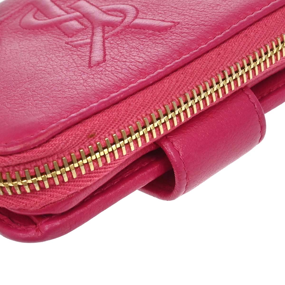Yves Saint Laurent Pink Calfskin Compact Wallet