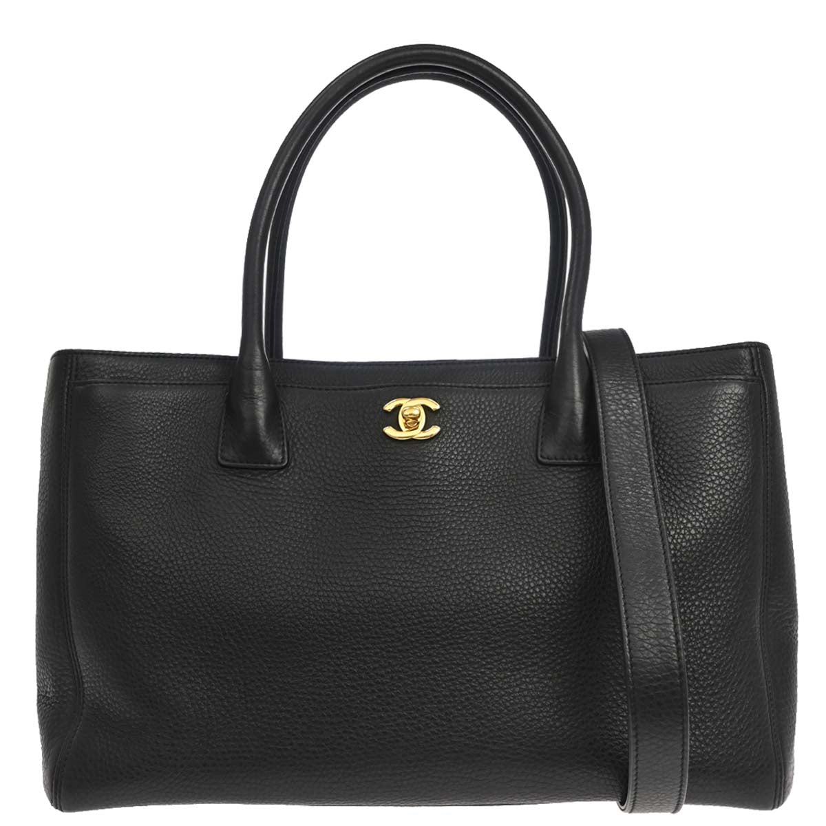 Chanel 2014 Black Deerskin Executive Cerf 2way Shoulder Tote Bag