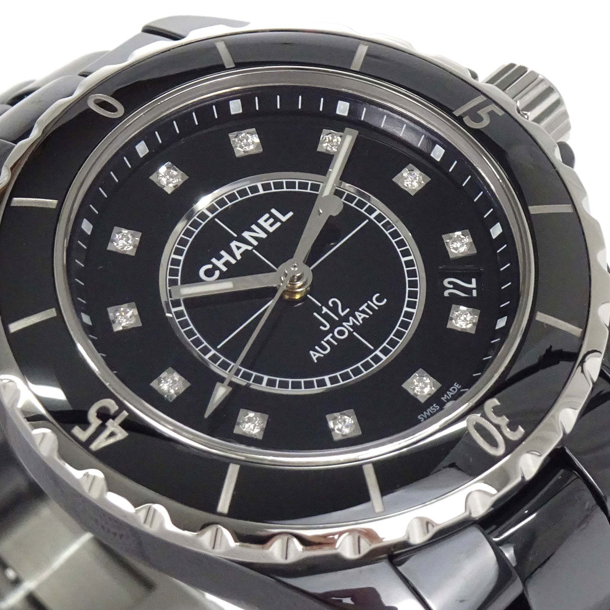 Chanel J12 39mm Ref.H1626 Self-winding Watch Ceramic SS Diamond Black