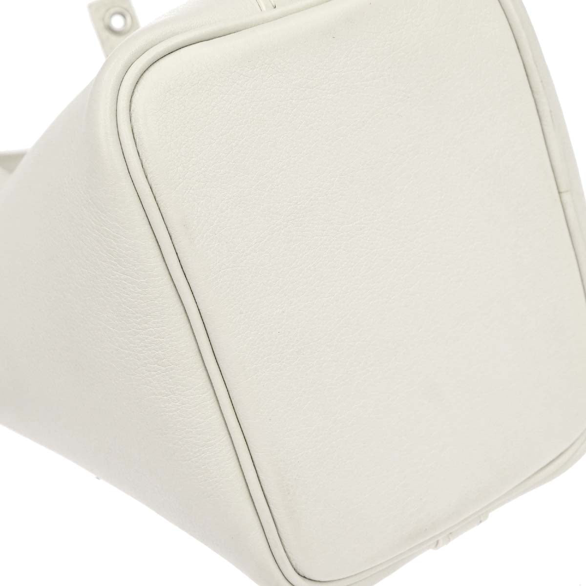 Hermes White Swift Picotin Lock Micro Handbag
