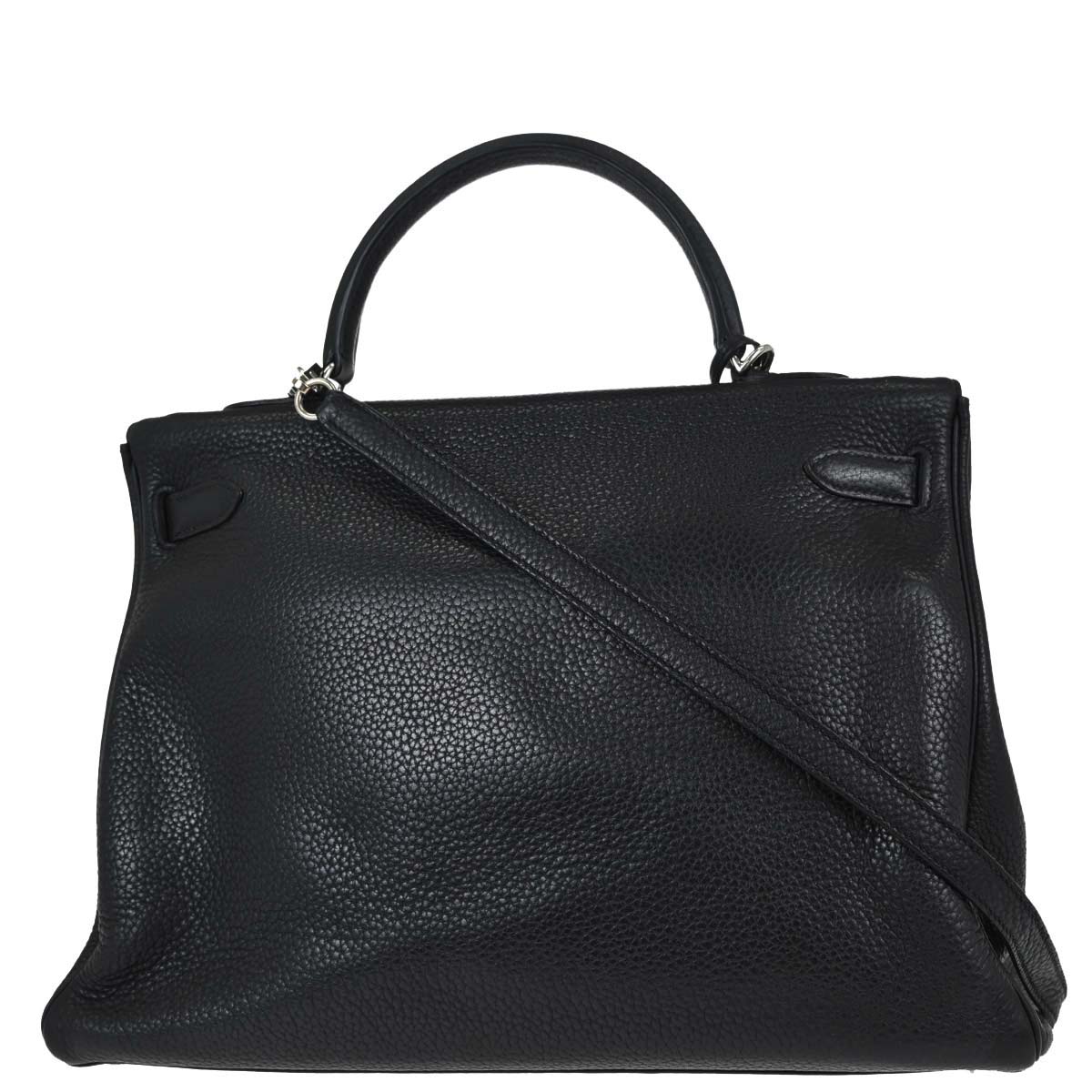 Hermes 2010 Black Taurillon Clemence Kelly 35 Retourne 2way Shoulder Handbag