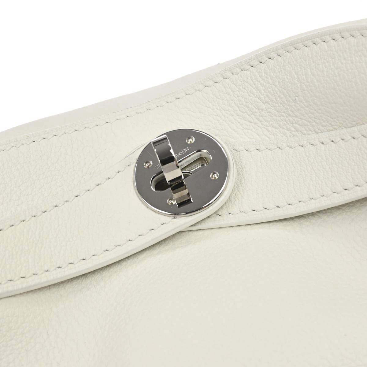 Hermes White Evercolor Lindy 30 Shoulder Bag