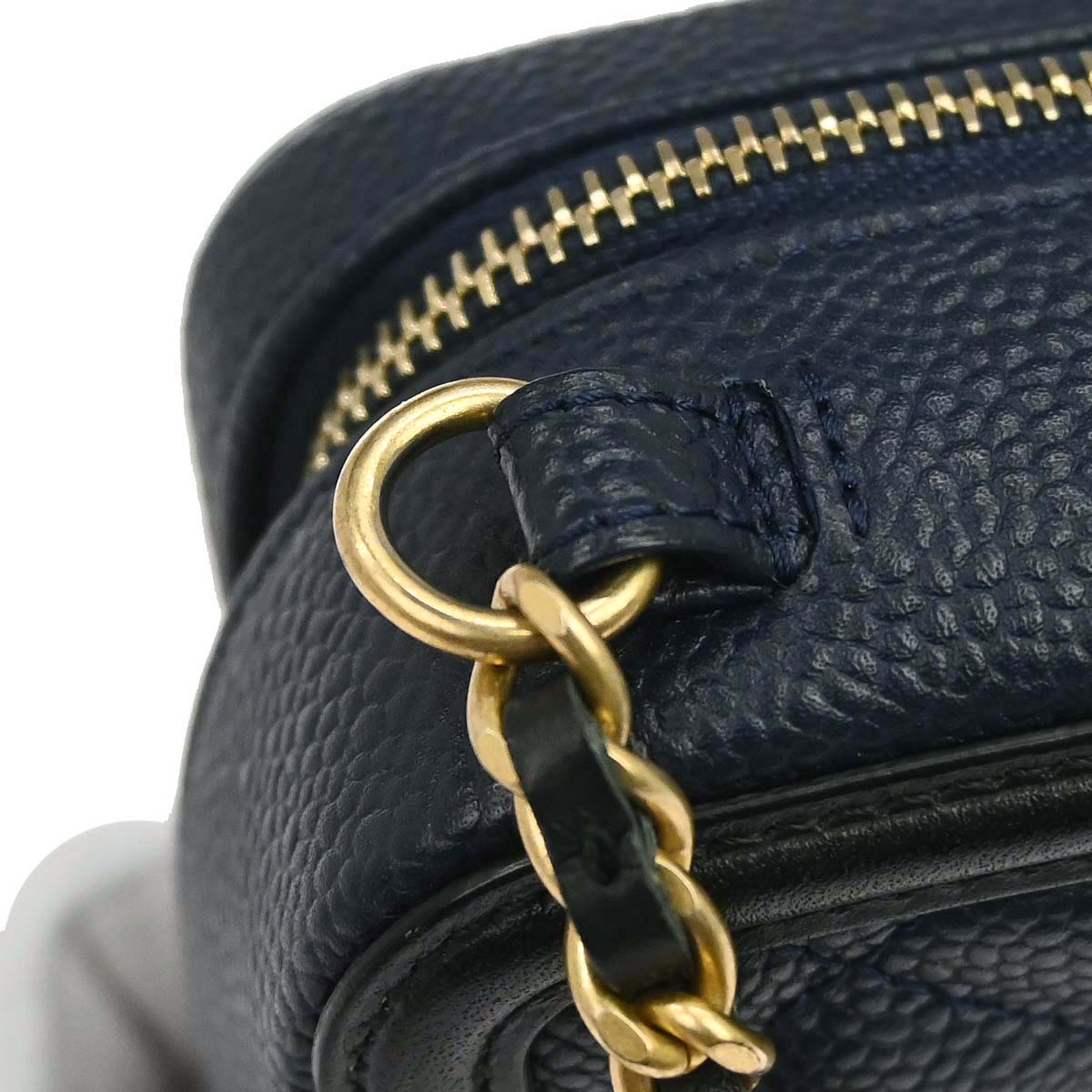 Chanel 2018-2019 Navy Caviar Skin Filigree Vanity Shoulder Bag